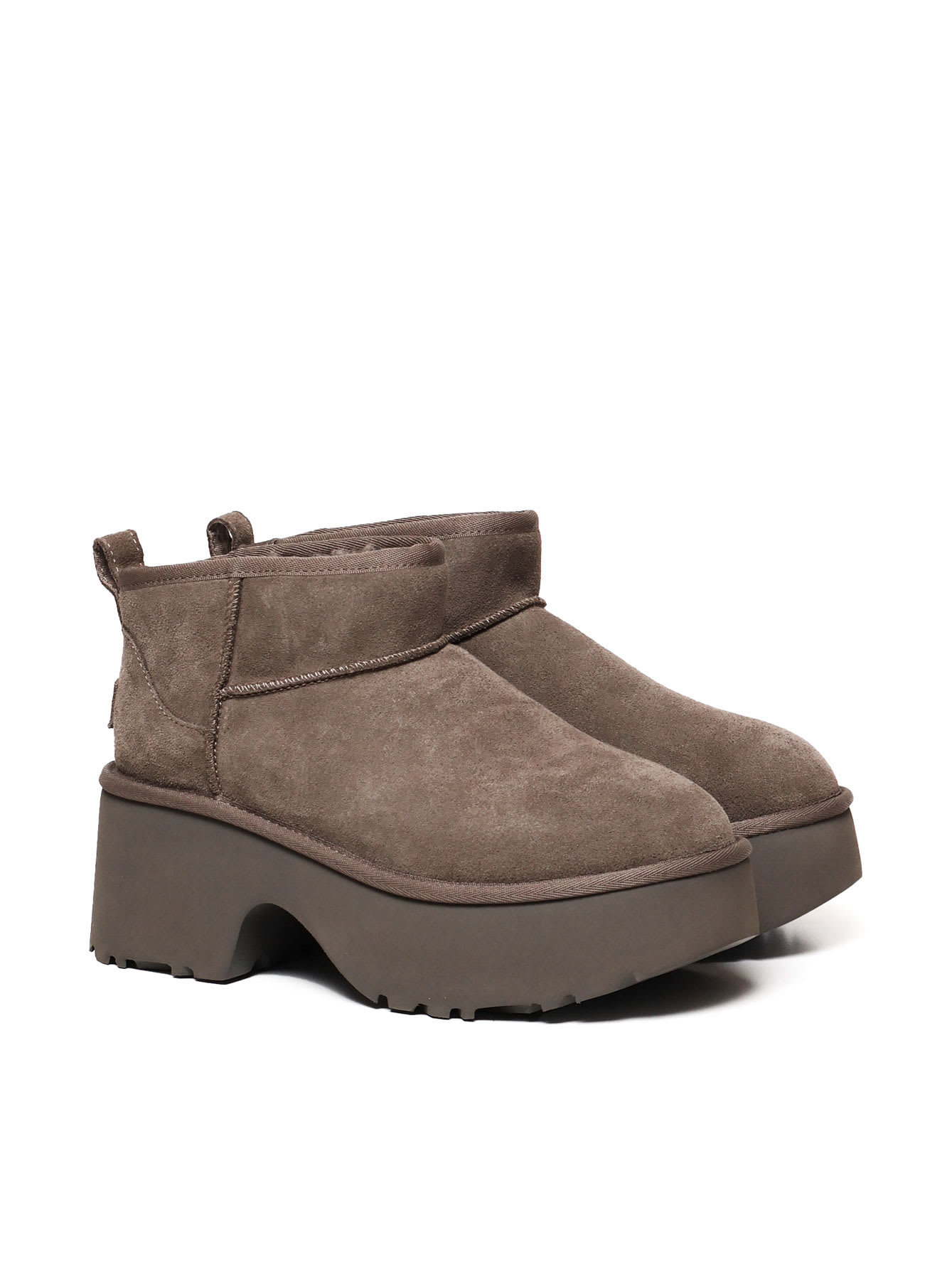 Shop Ugg Ultra Mini New Heights Boots In Suede In Hickory