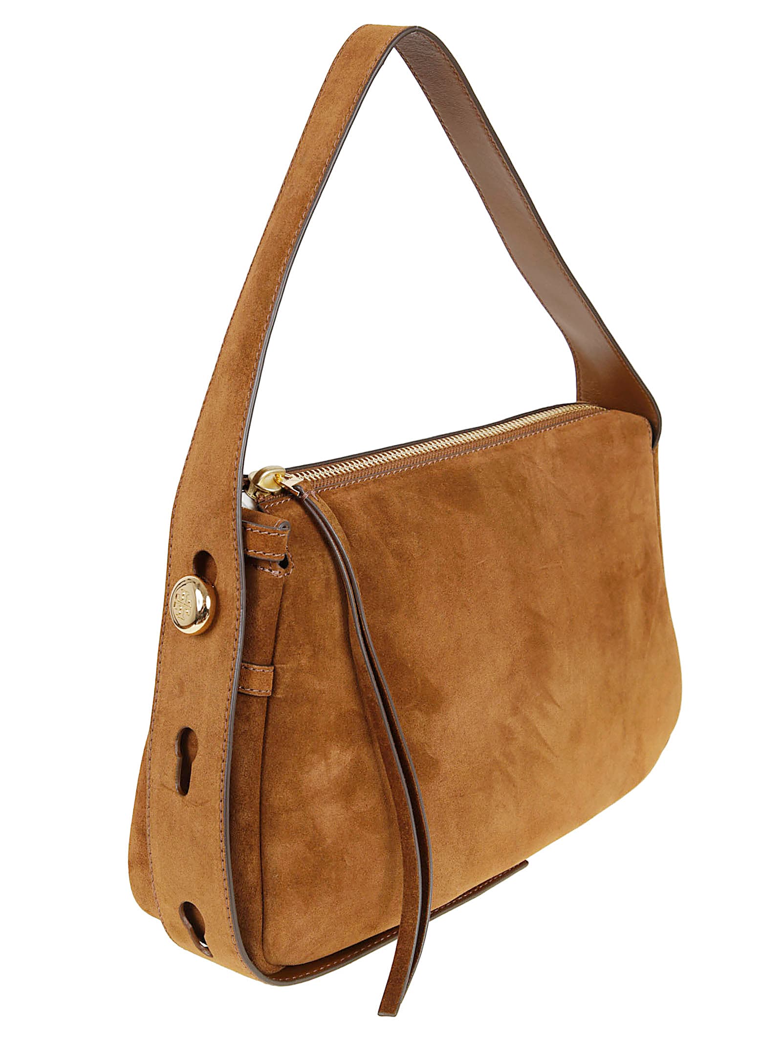 Tory Burch Romy Suede Shoulder Bag In Brown
