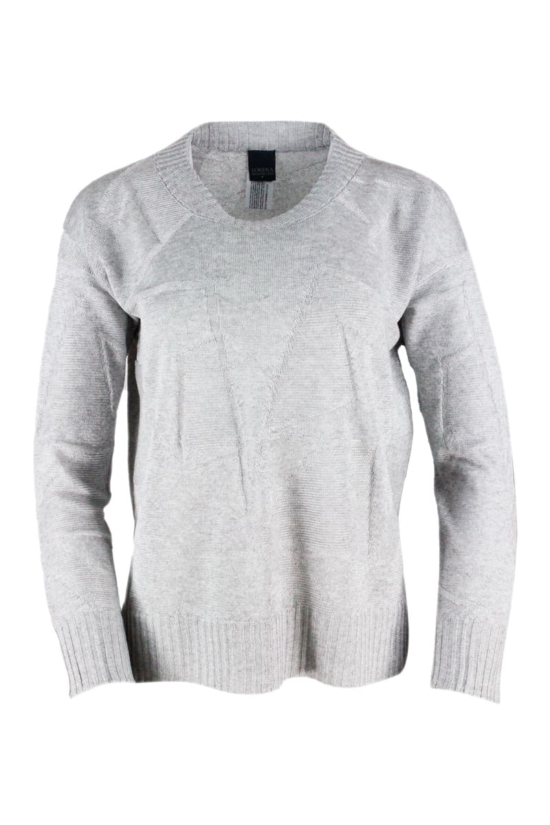 Lorena Antoniazzi Long-sleeved Crewneck Sweater With A Soft Line And Longer Back
