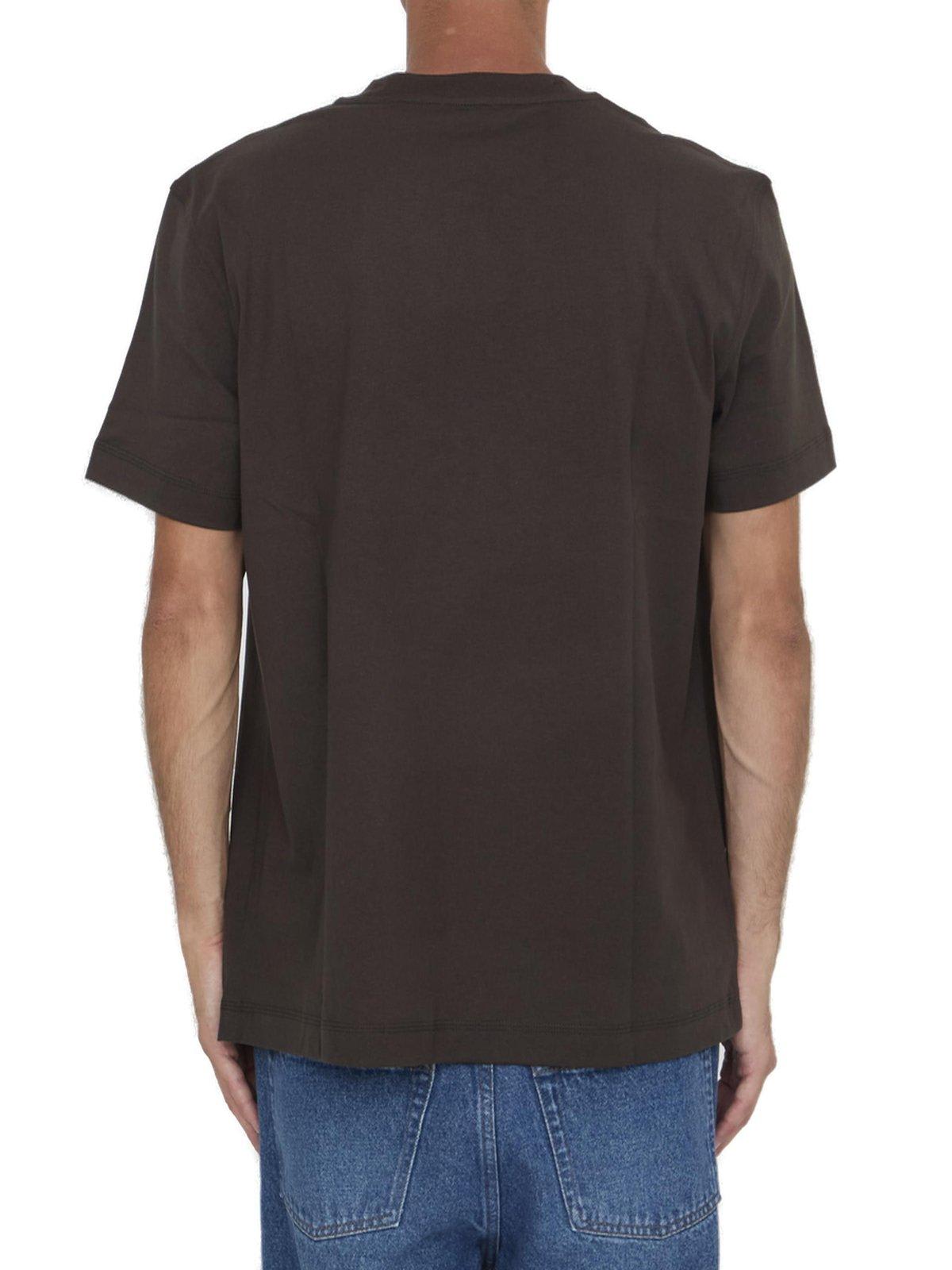 Shop Burberry Graphic Printed Crewneck T-shirt In Brown