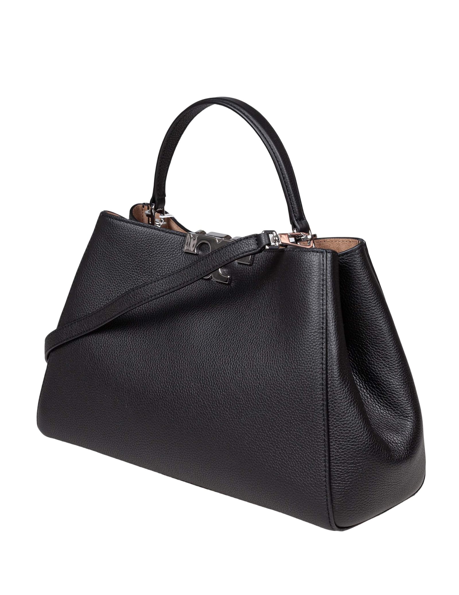 Tory Burch Eleanor Satchel Leather Bag, Black In Black