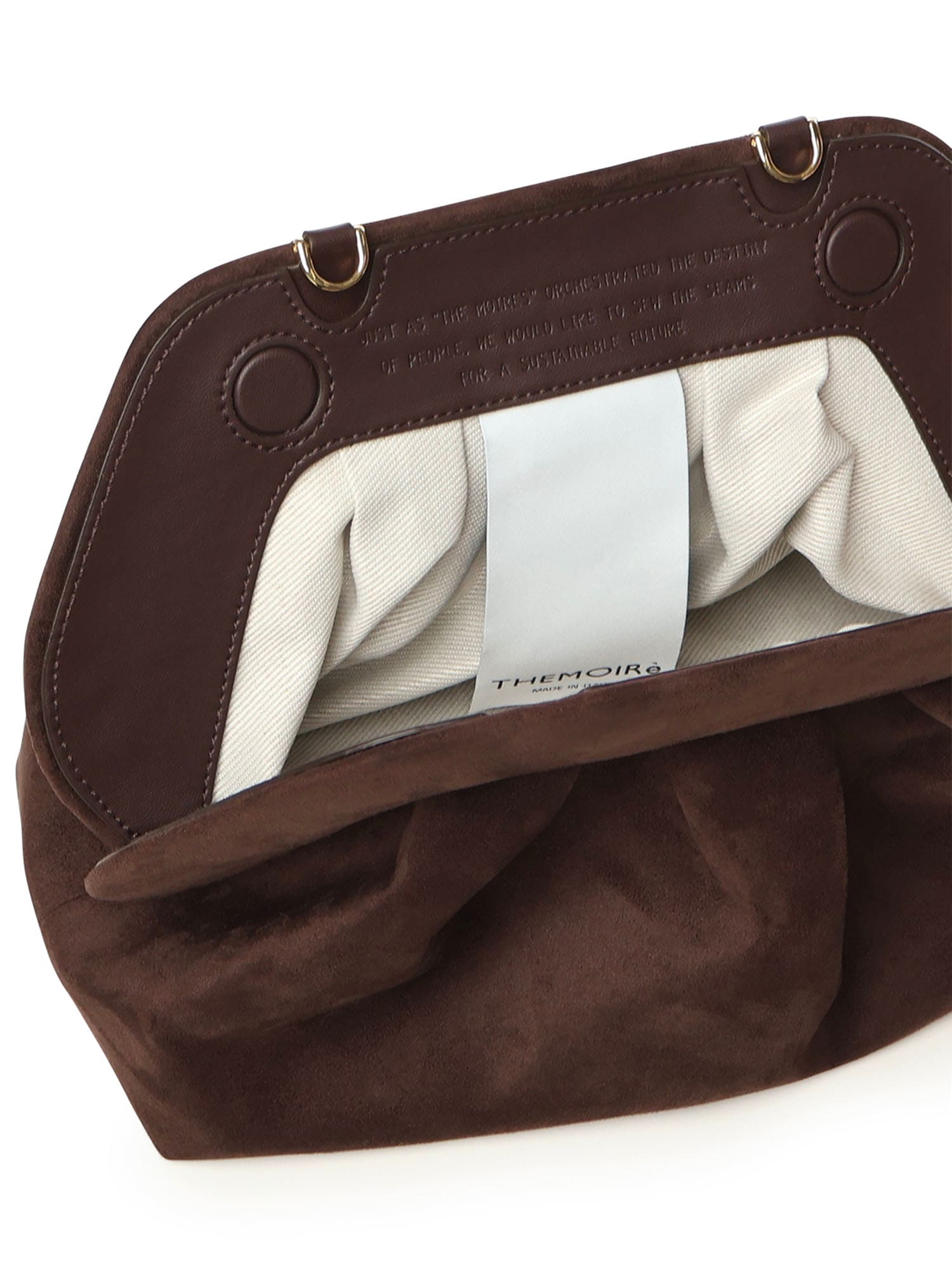 Themoirè Tia Suede Clutch In Black