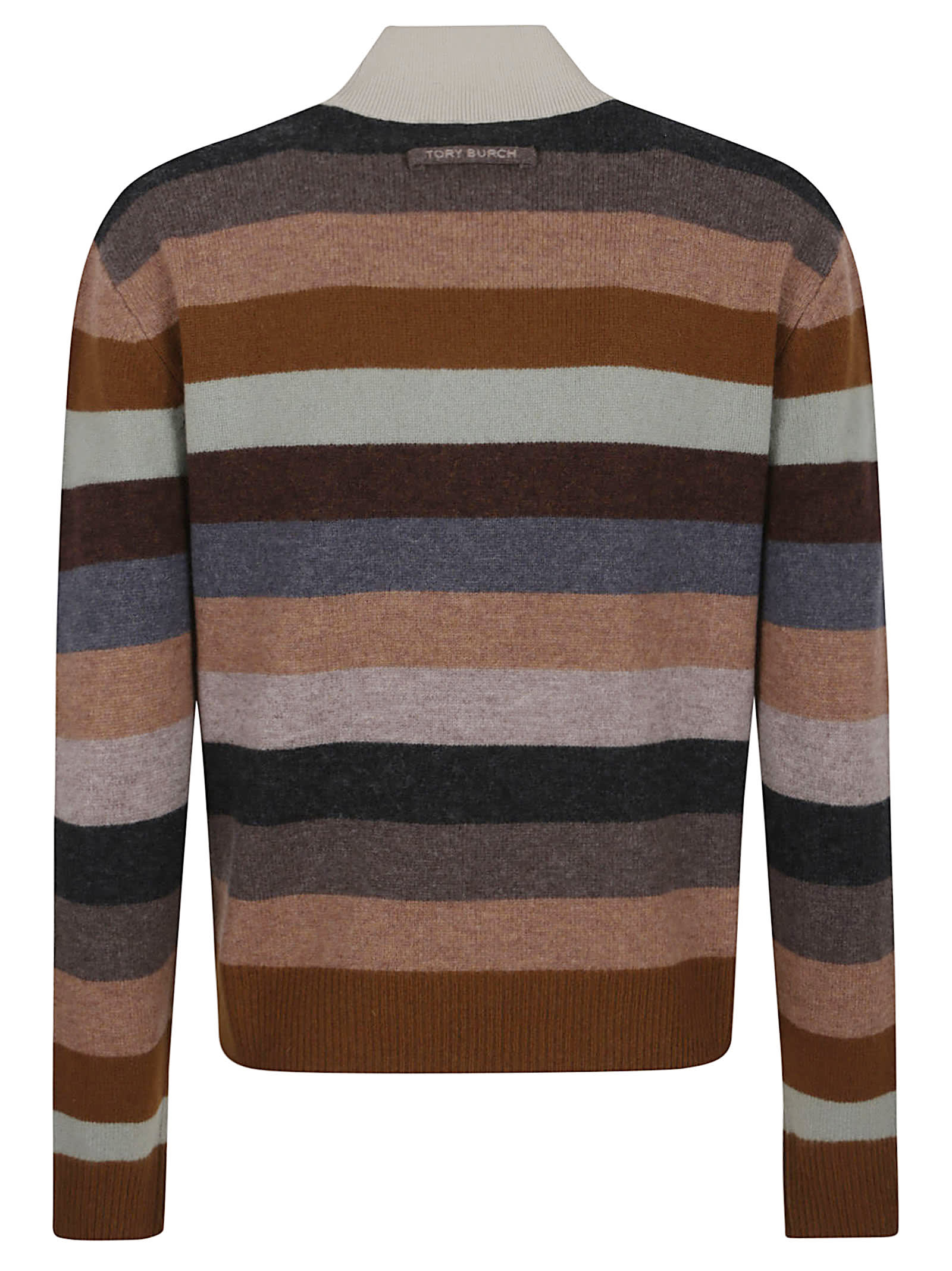 Tory Burch Relaxed Fit Merino Wool Turtleneck Sweater In Multi
