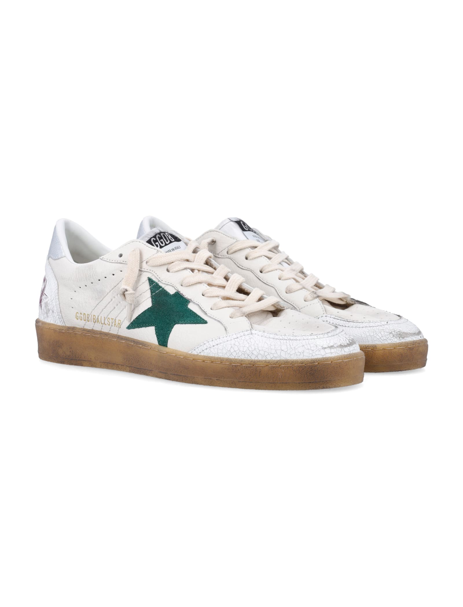 Shop Golden Goose Ballstar Sneakers In White Green