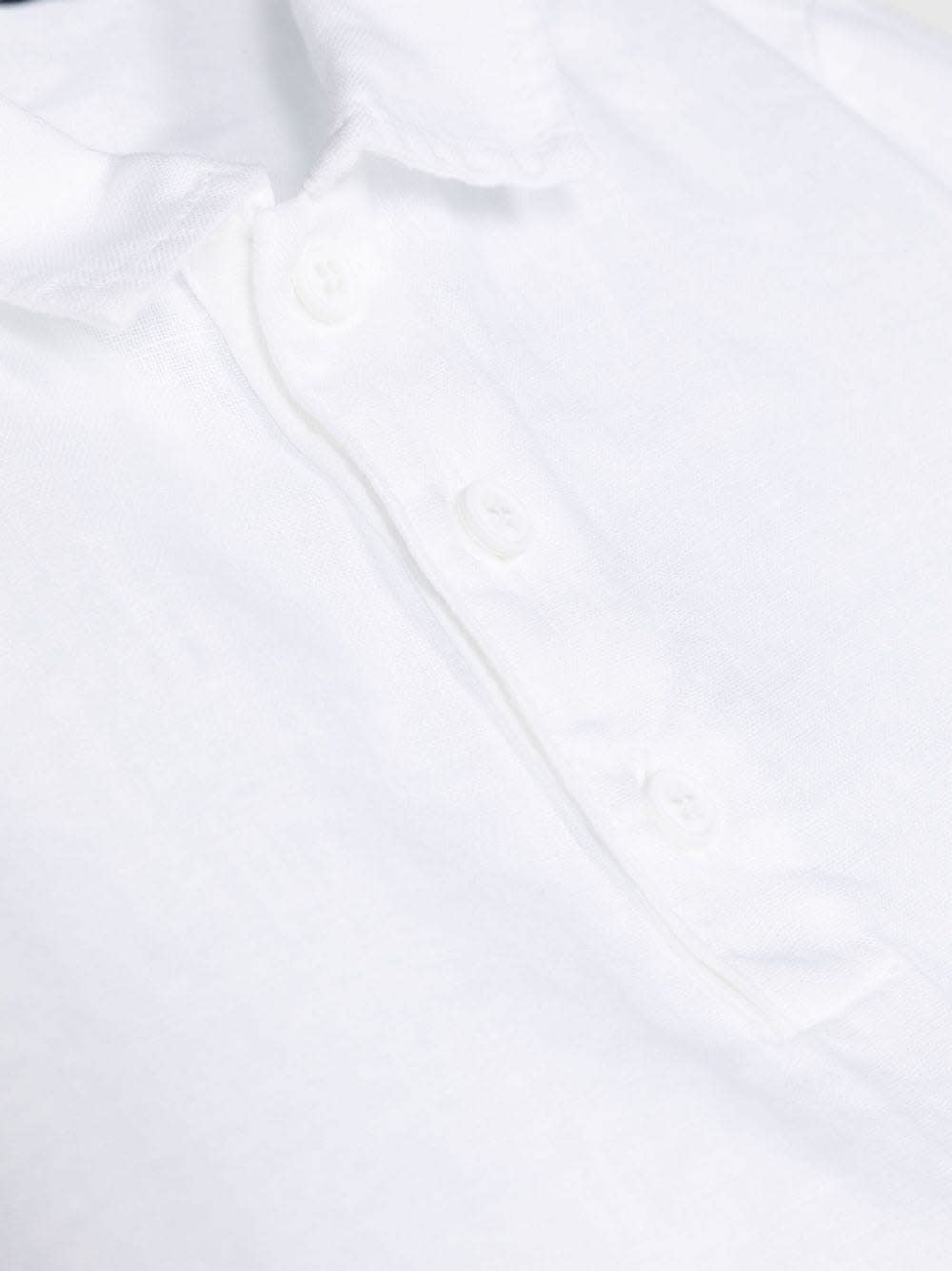 Shop Il Gufo White Linen Short-sleeved Shirt With Mandarin Collar