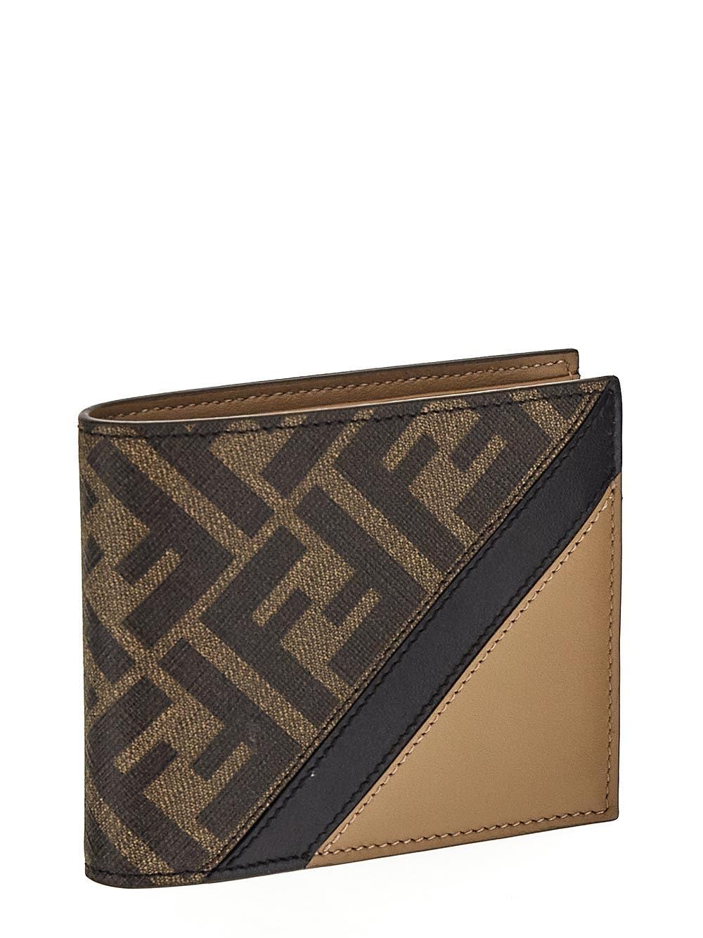 Shop Fendi Bifold Logo Wallet In Brown