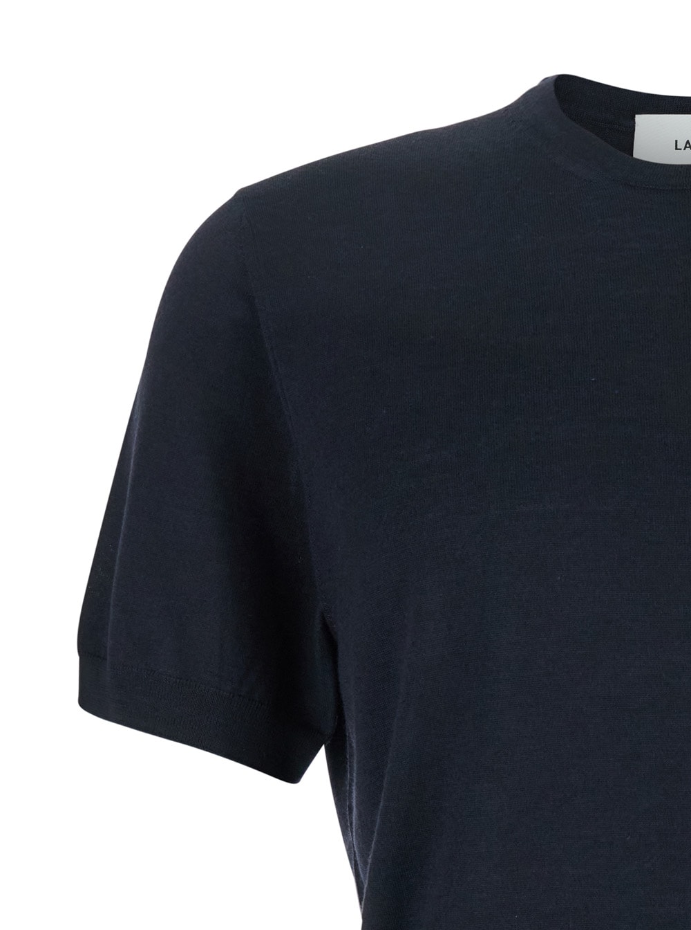 Lardini Blue Ribbed Crewneck Sweater In Blu