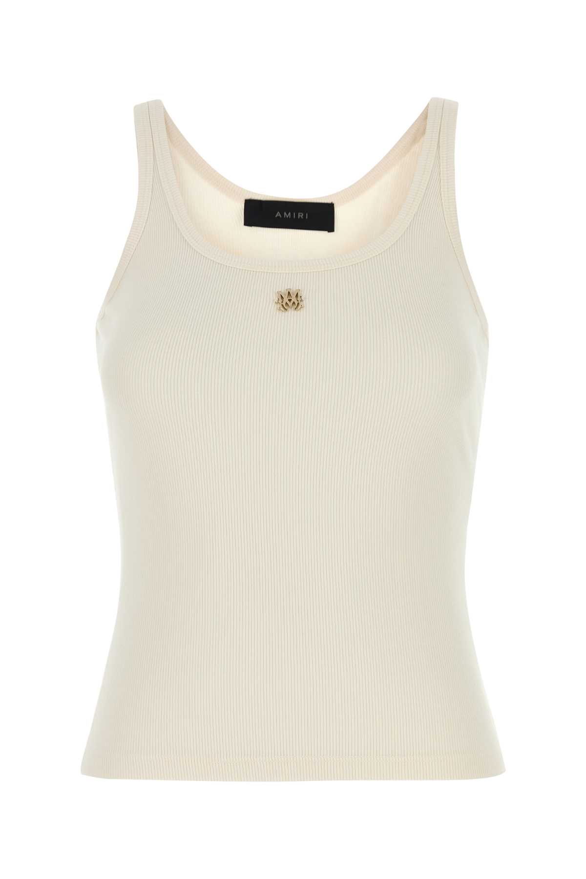 Ivory Stretch Cotton Blend Tank Top