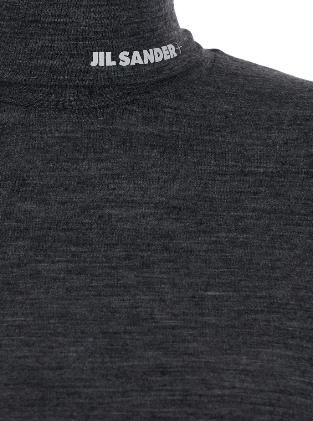 Shop Jil Sander Grey High Neck Jumper With Logo Print In Jersey Woman