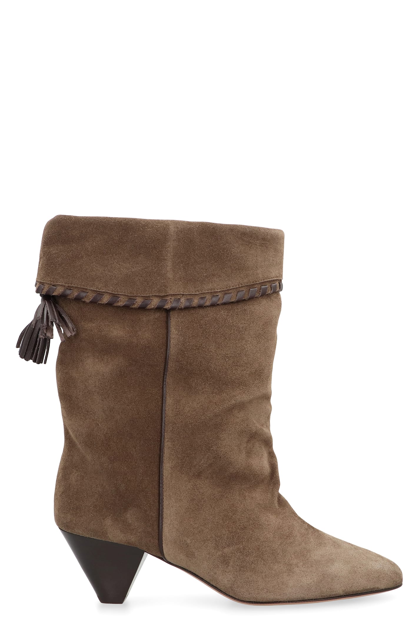 Isabel Marant Suede Ankle Boots Featuring Cone Heel In Brown