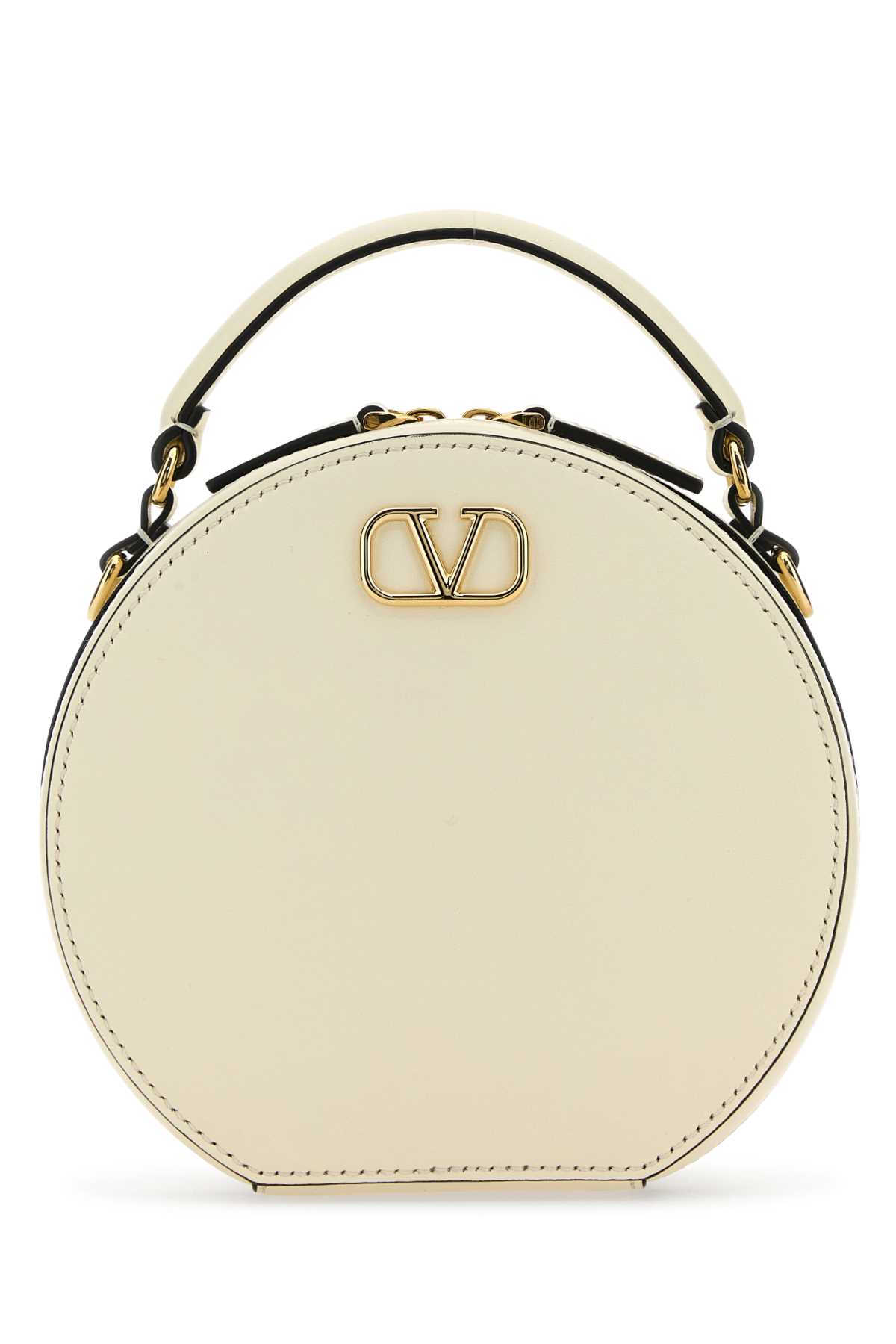 Valentino Garavani Ivory Leather Vlogo Crossbody Bag In Burgundy