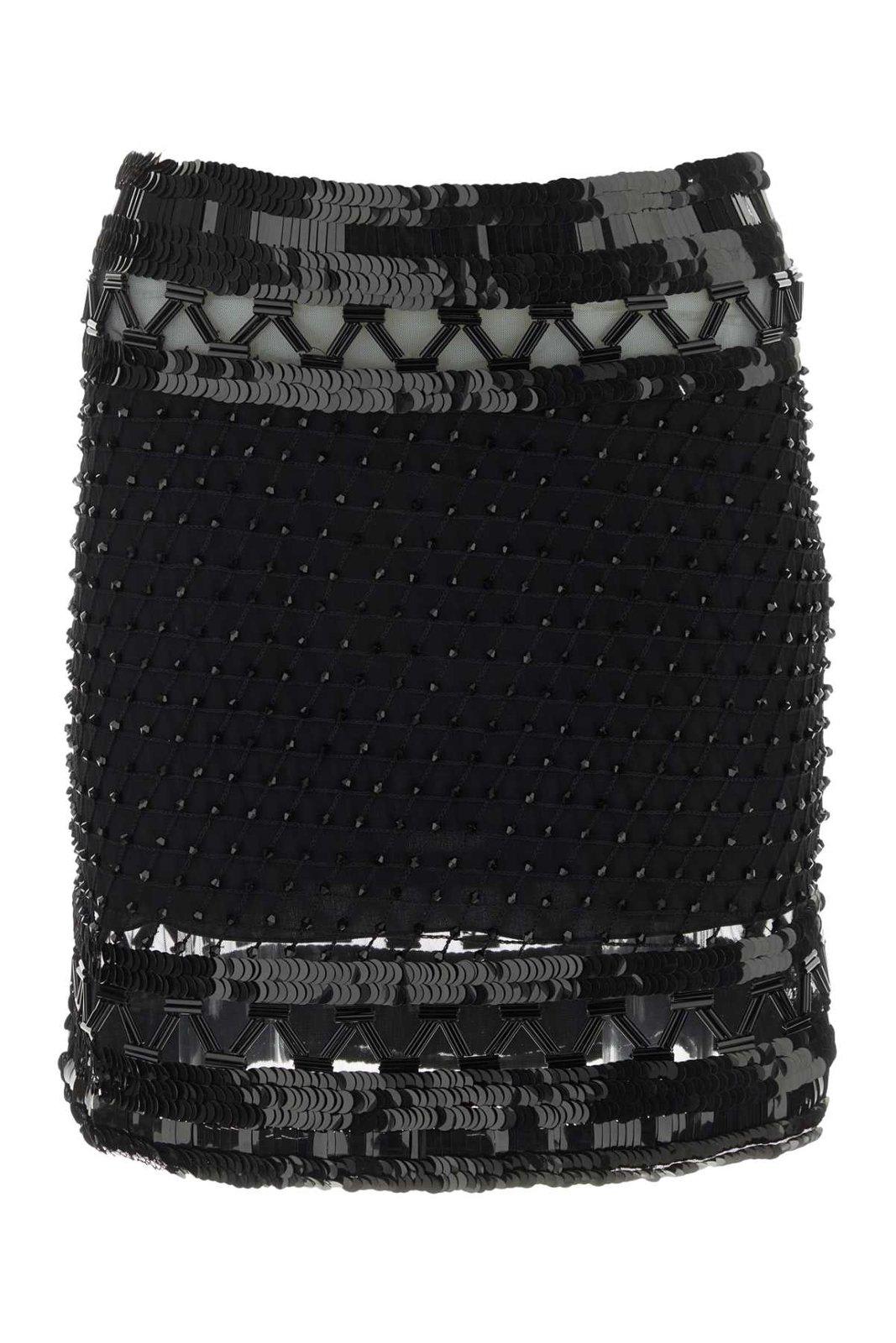 Sequins-embellished Mesh Mini Skirt