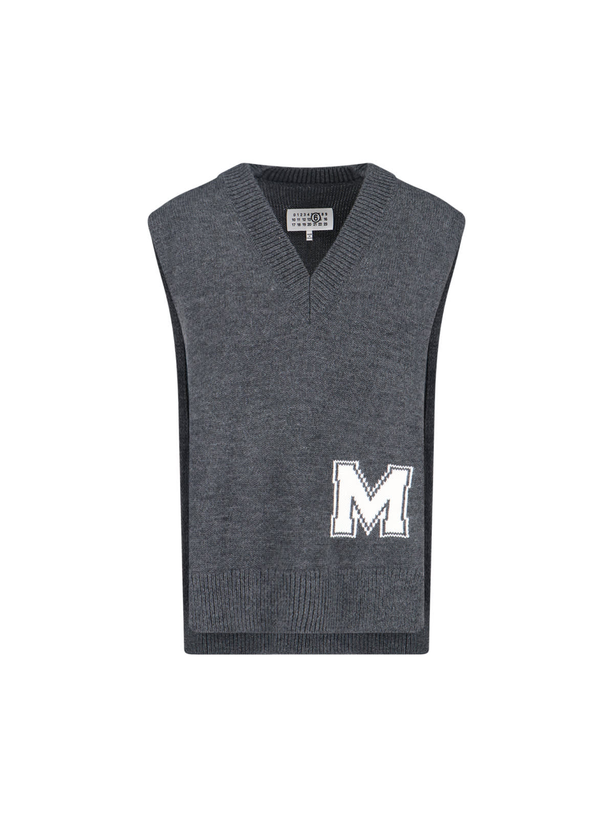 Mm6 Maison Margiela V-neck Sweater In Gray