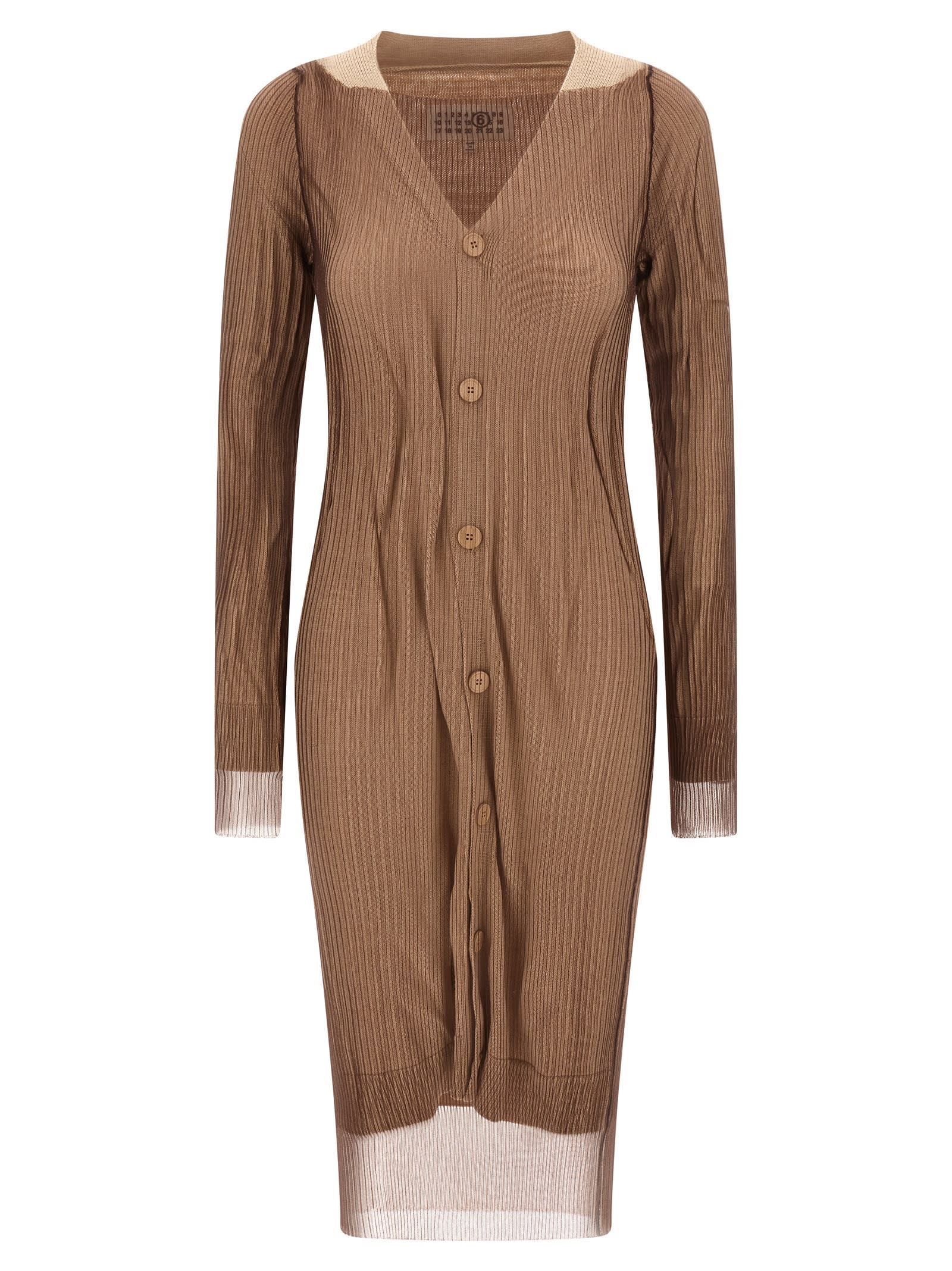 Mm6 Maison Margiela Beige Trapped Double Layer Dress In Multi
