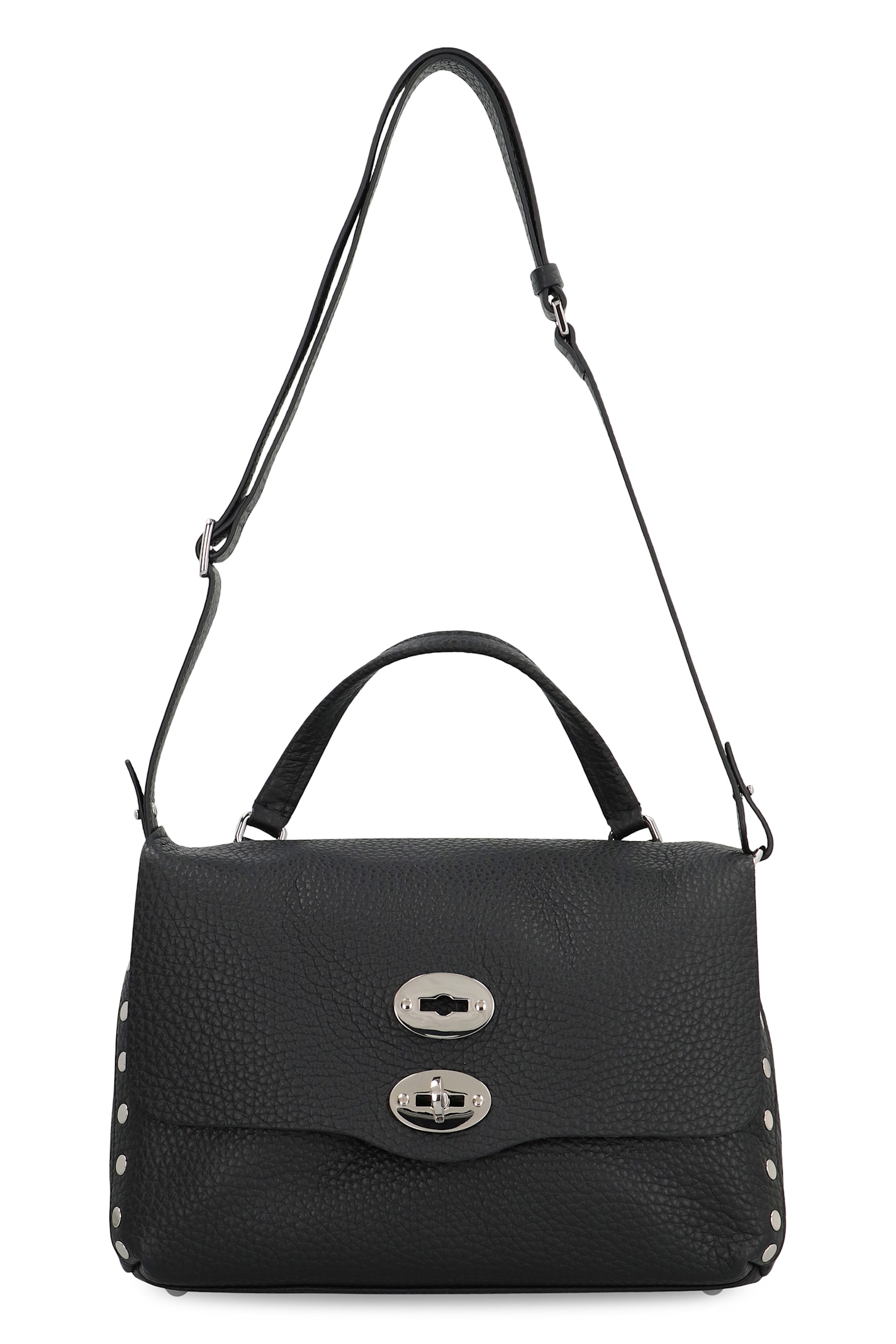 Zanellato Small Leather Handbag With Adjustable Shoulder Strap In Black