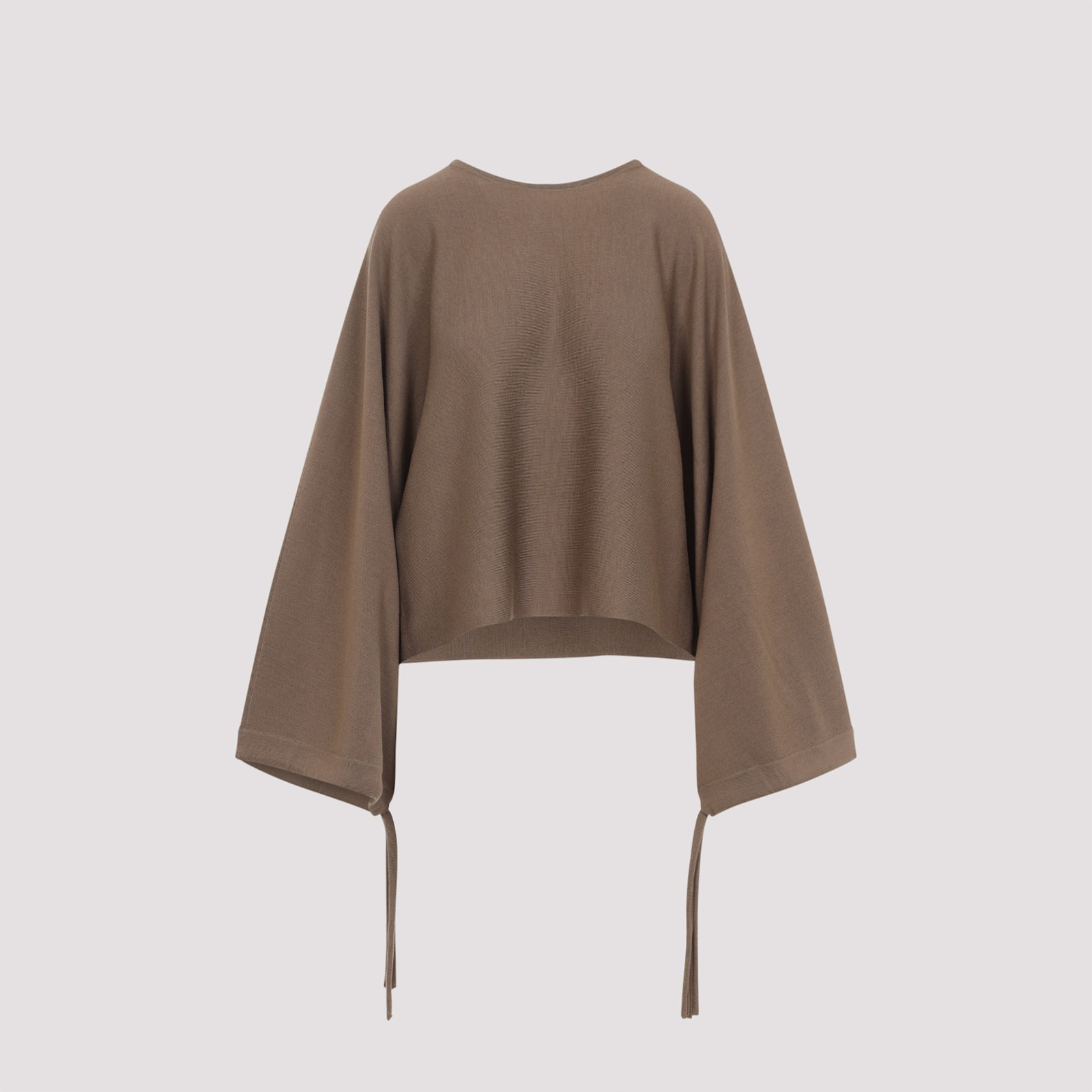 Max Mara Wool Drawstring Cuffs Pullover In Brown