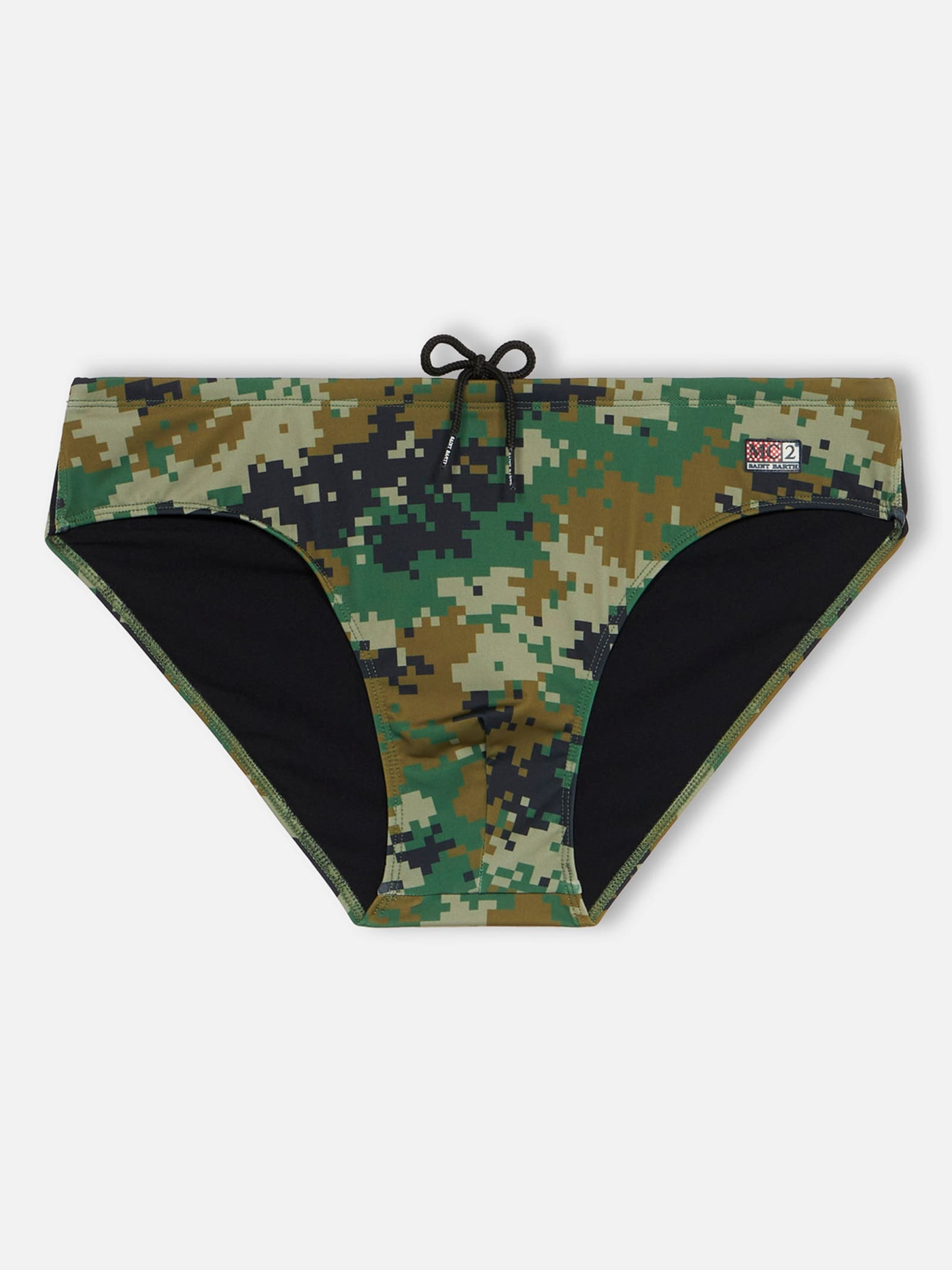 Mc2 Saint Barth Man Camouflage Swim Briefs Cayo In Green