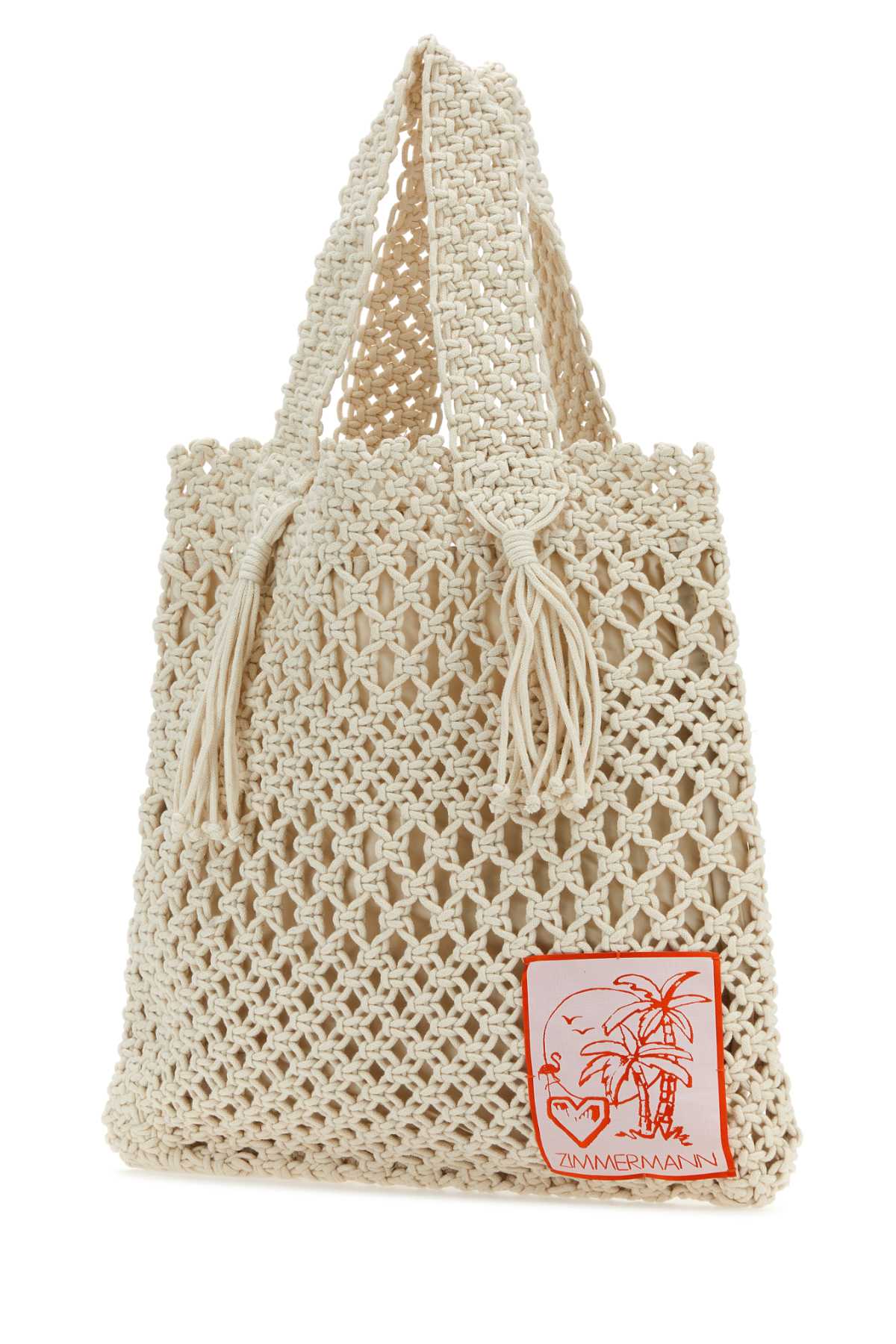 Shop Zimmermann Ivory Crochet Shopping Bag