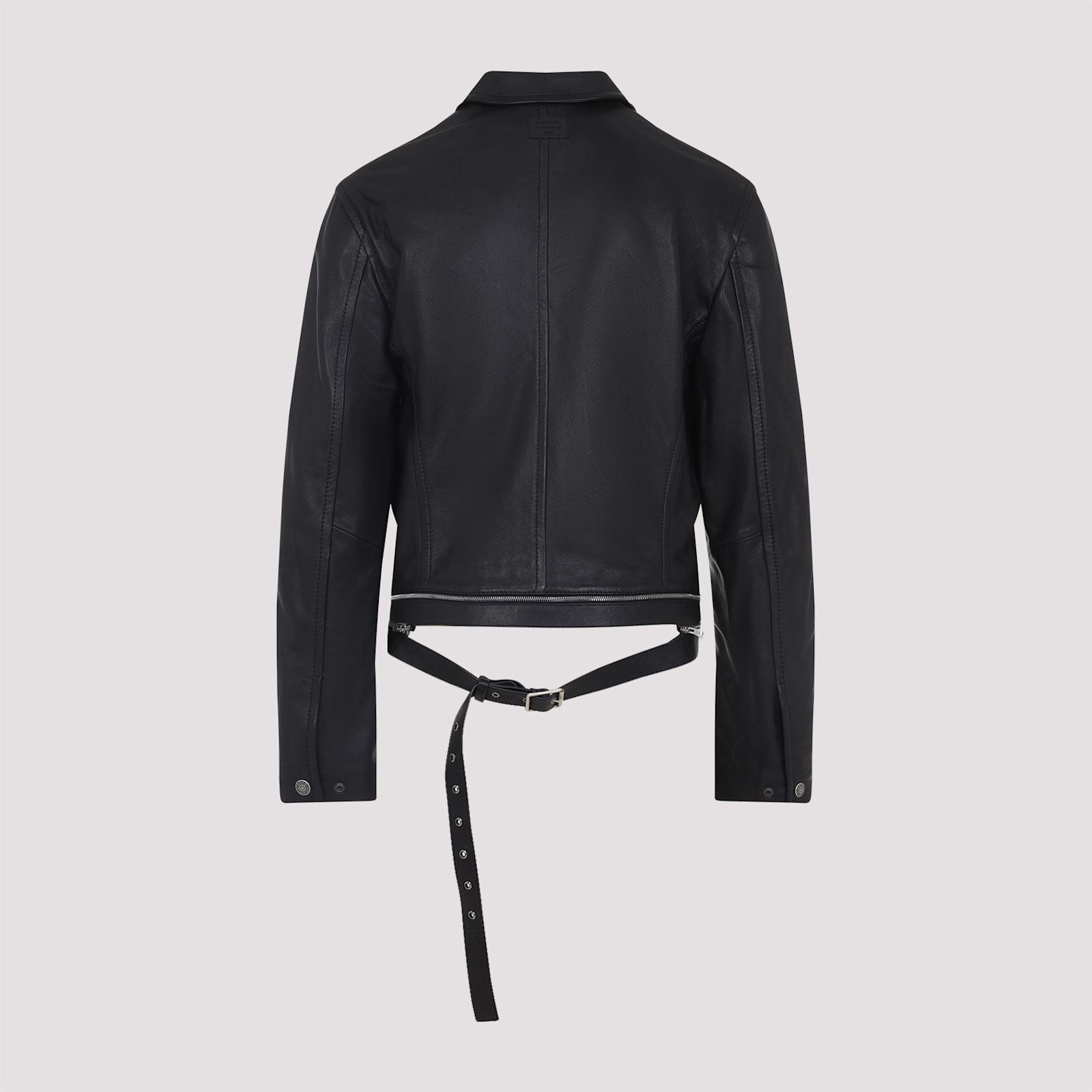 Acne Studios Belted Leather Jacket In Black