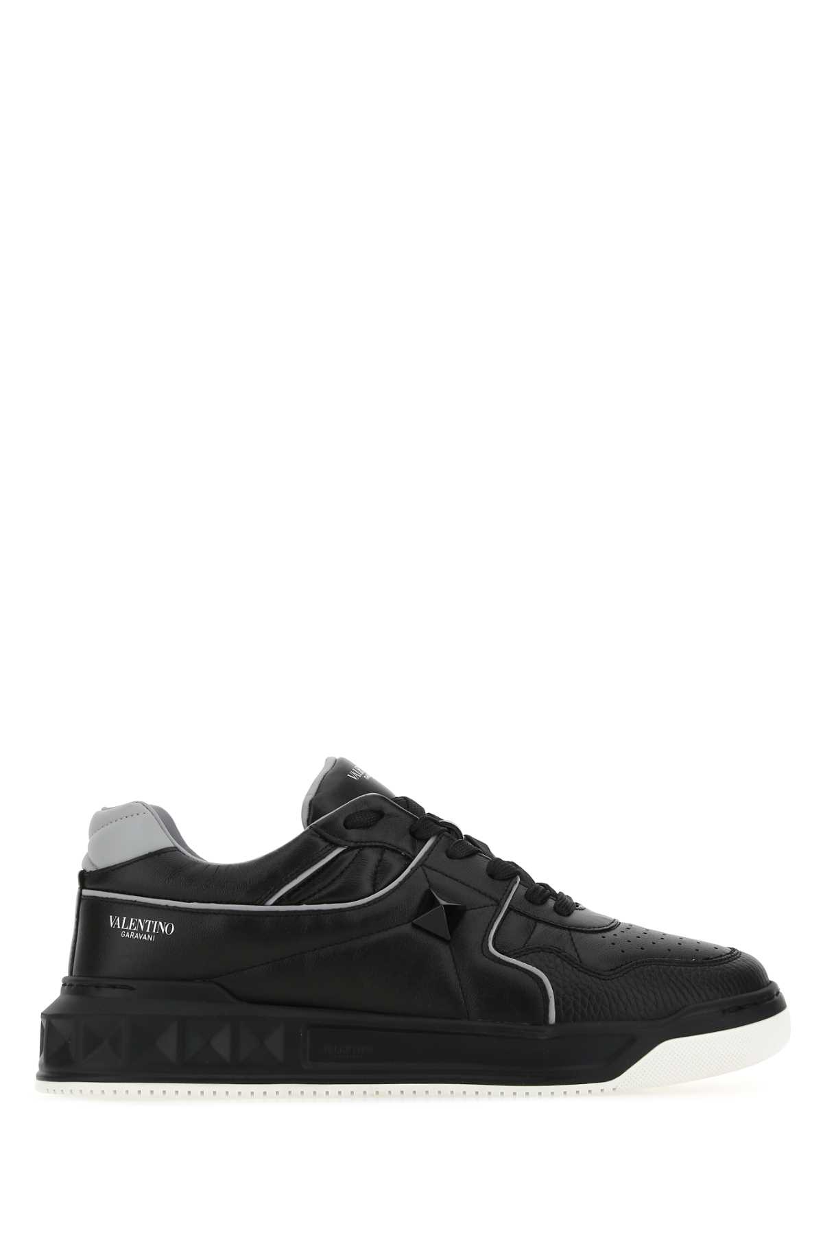 Shop Valentino Black Nappa Leather One Stud Sneakers In Neropastelgreyneroneronerobianco