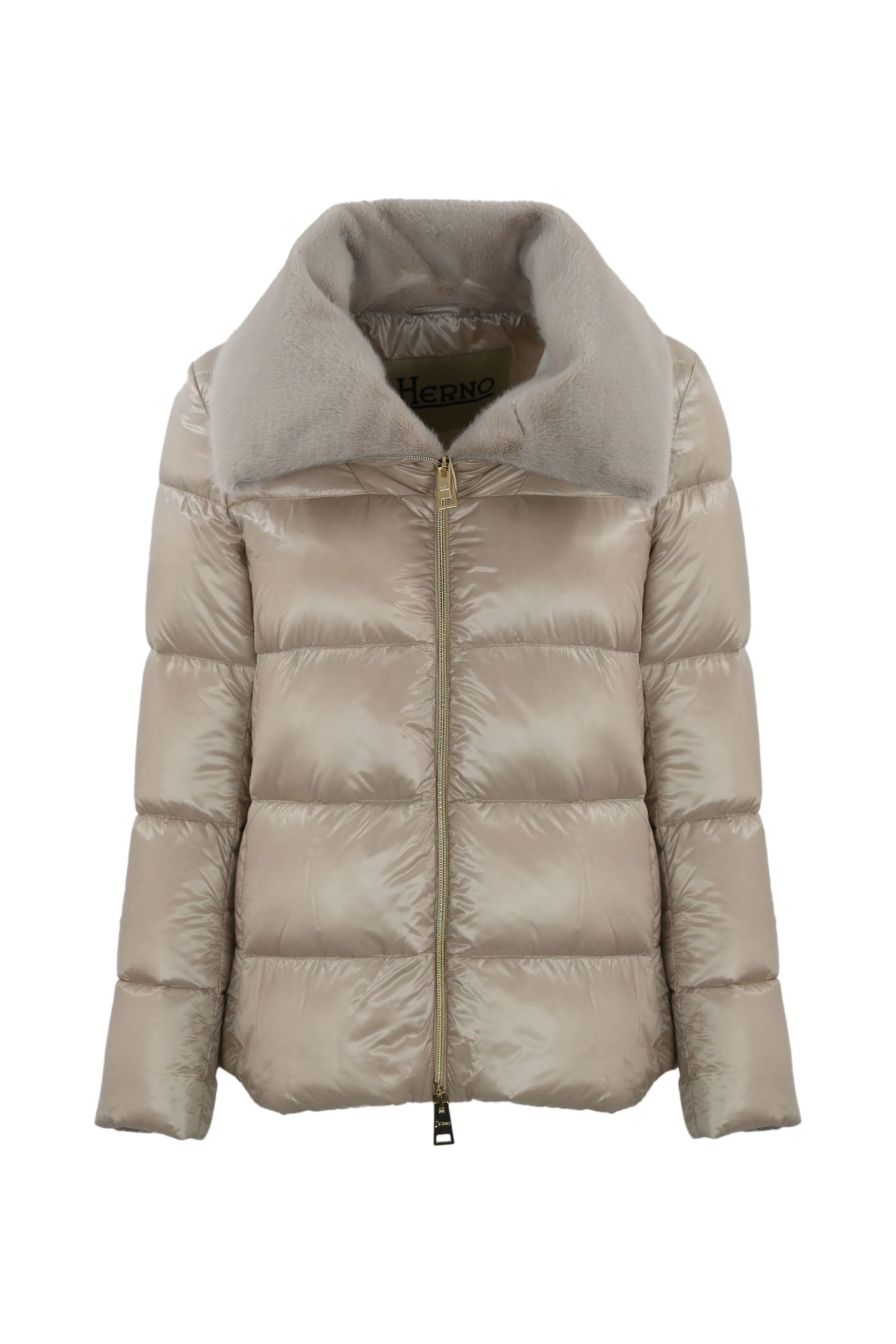 Shop Herno Quilted Down Jacket With Faux Fur In Chantilly