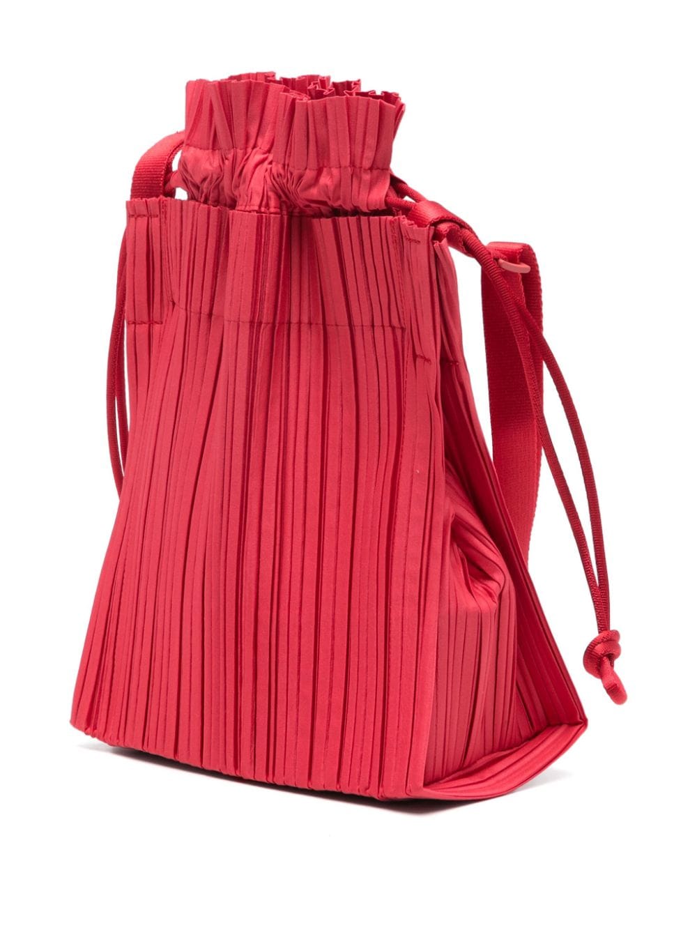 Issey Miyake Square Pelated Bucket Bag In Red