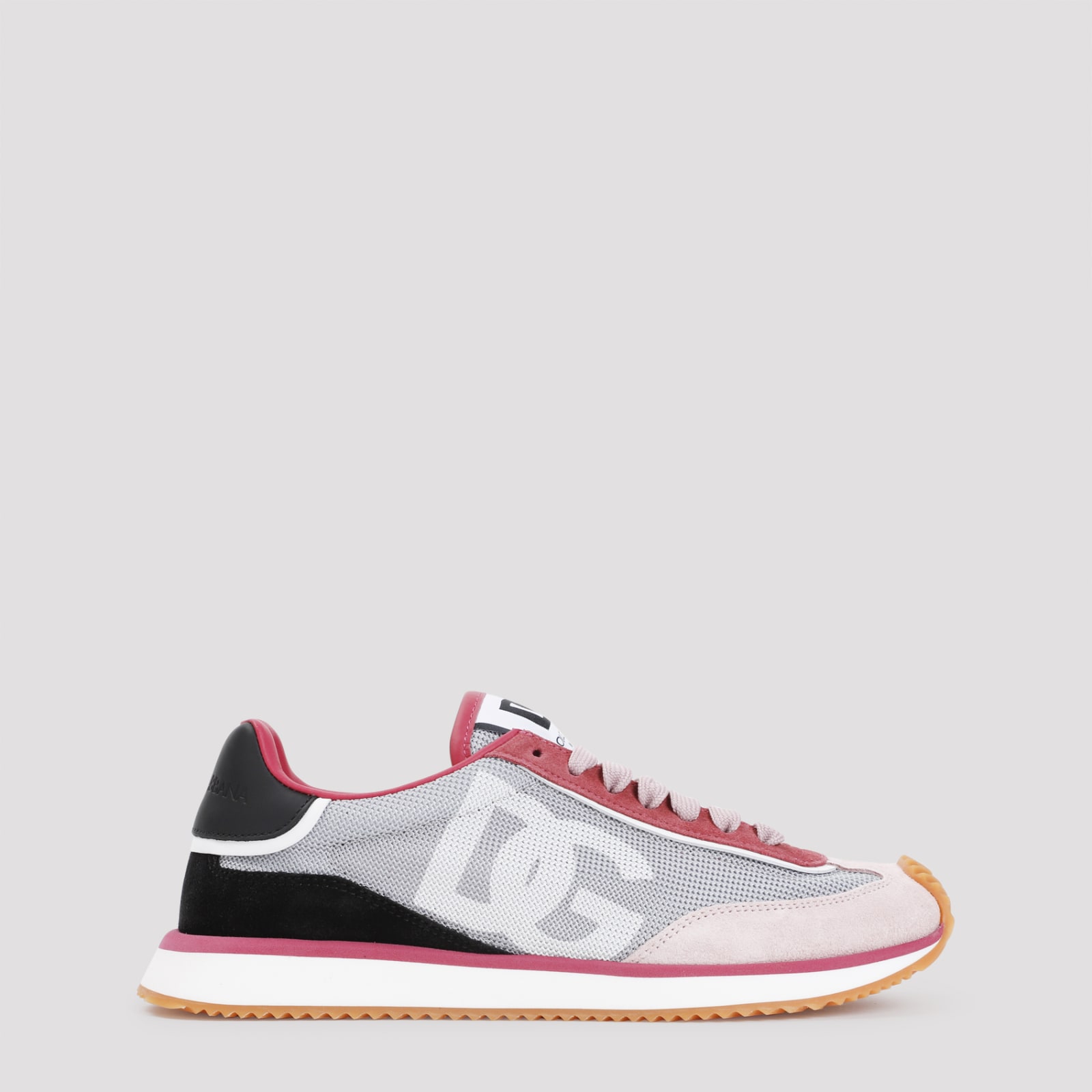 Shop Dolce & Gabbana Calf Leather Sneakers In Grigio Rosa