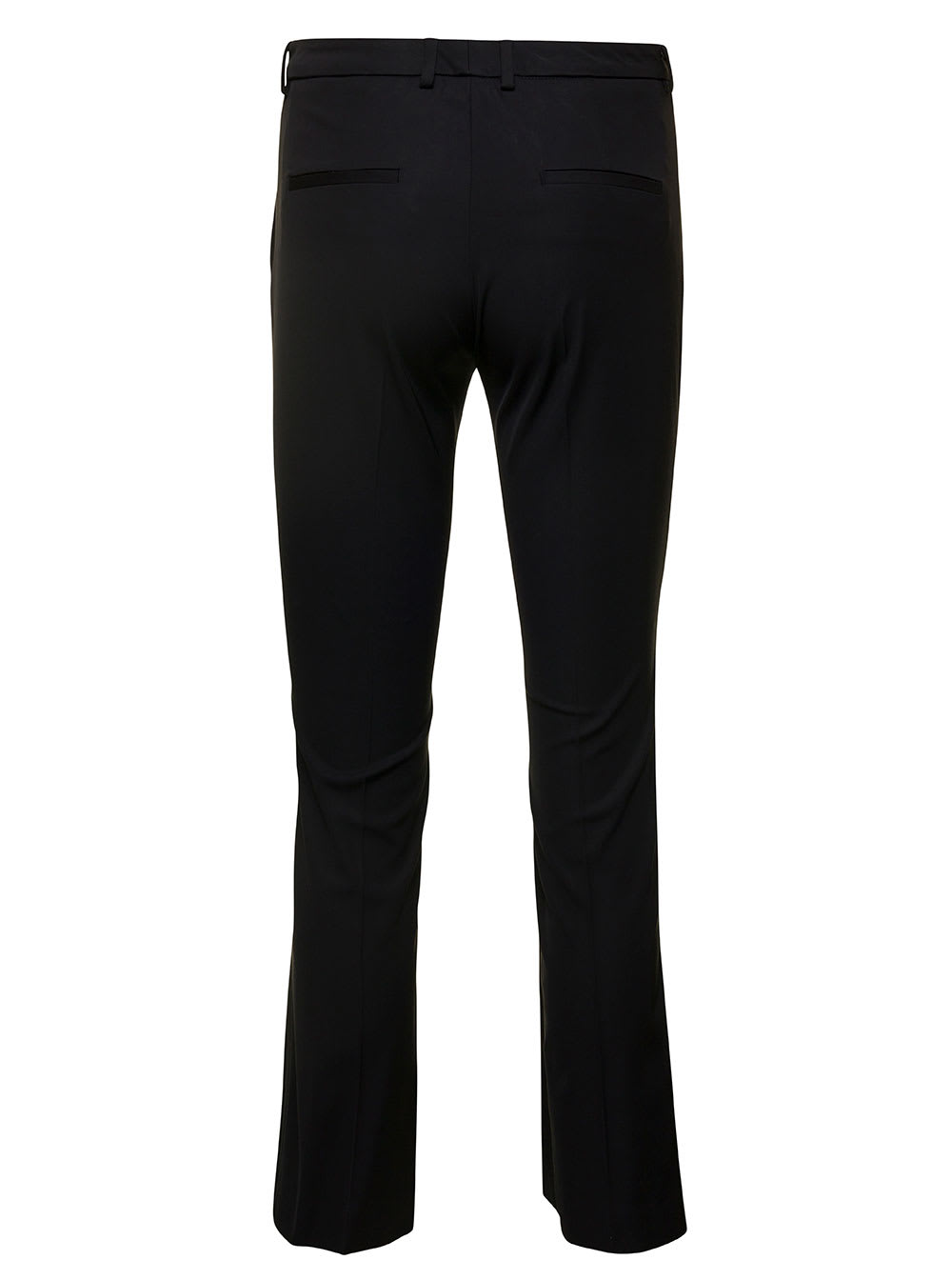 Pt Torino Black Cropped Flared Jaine Pants In Wool Woman In Nero