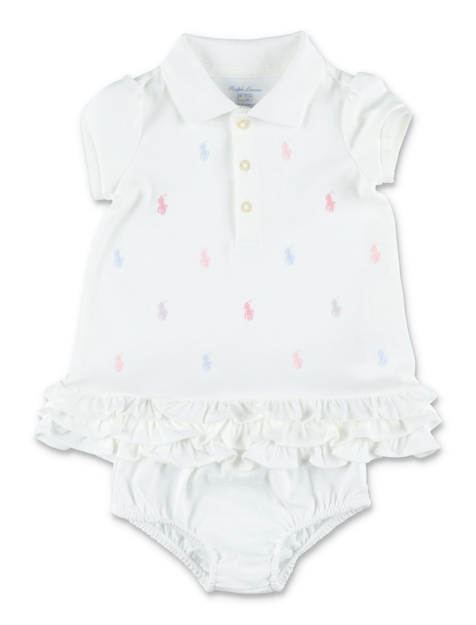 Polo Ralph Lauren Baby Girl  Ruffled Polo Dress With Bloomer In Gray
