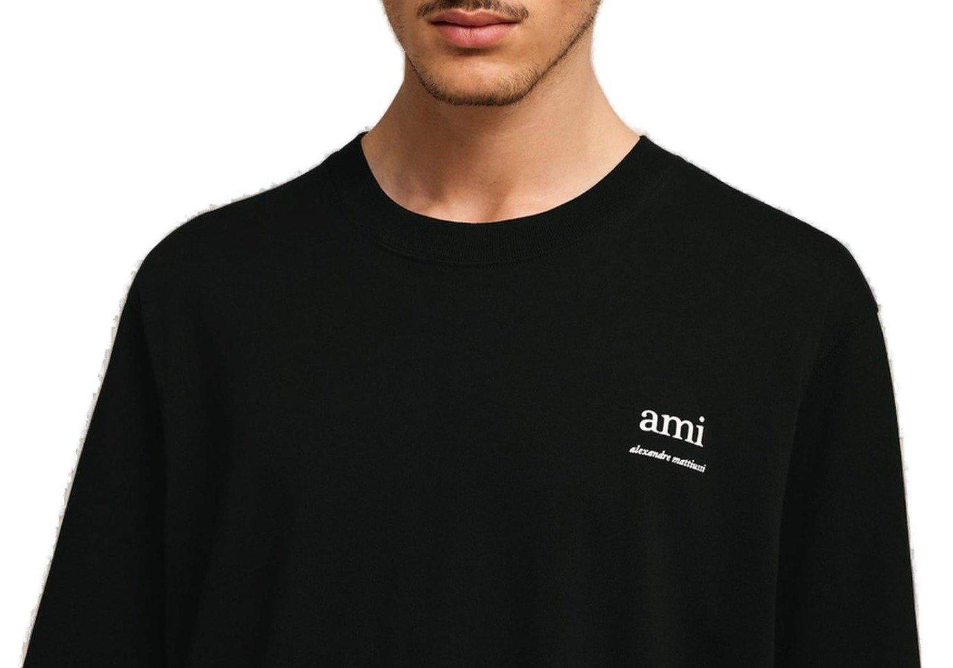 Shop Ami Alexandre Mattiussi Logo Printed Crewneck T-shirt In Black