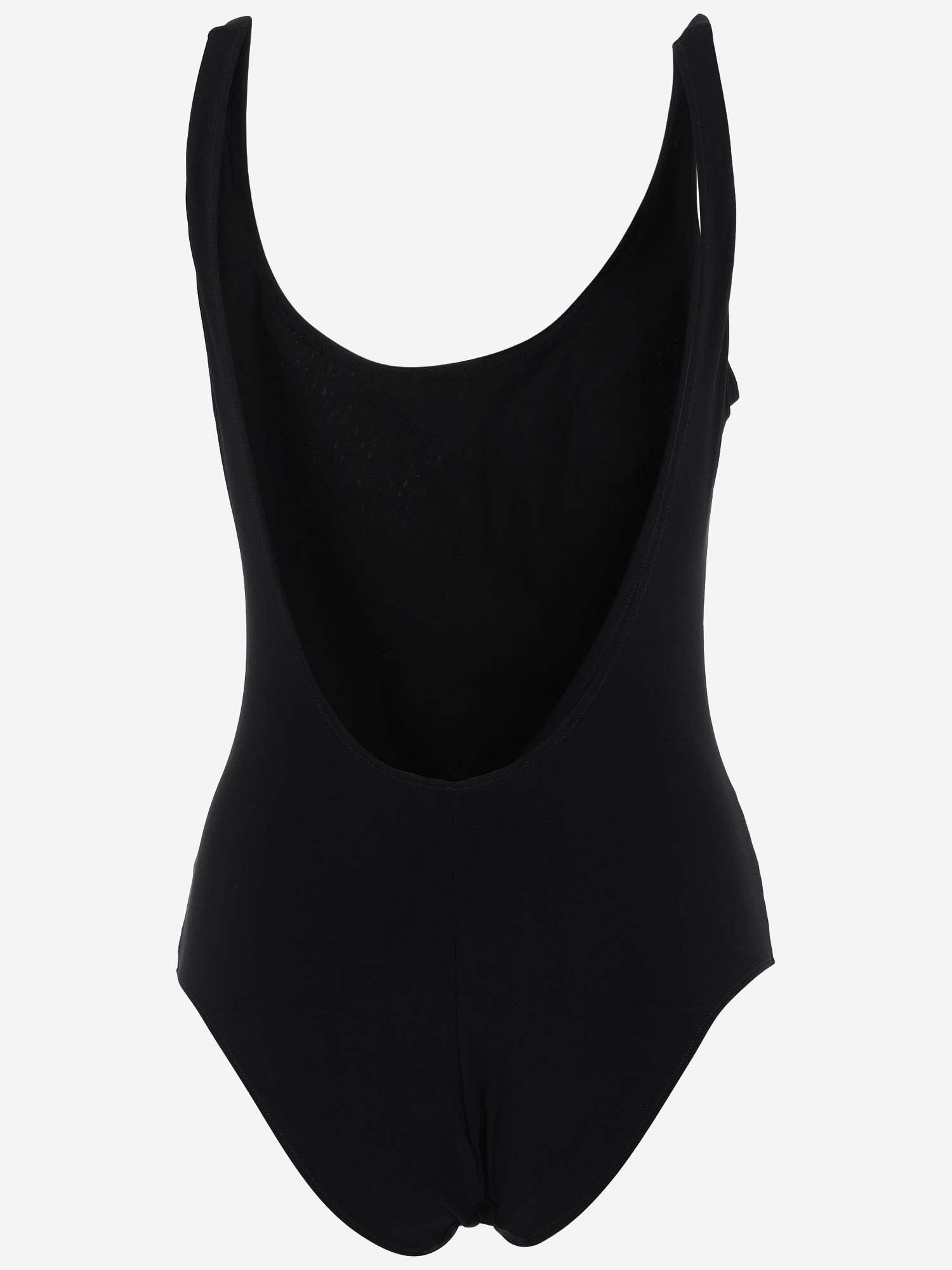 Shop Dolce & Gabbana Stretch Nylon One-piece Swimsuit With Logo In Black