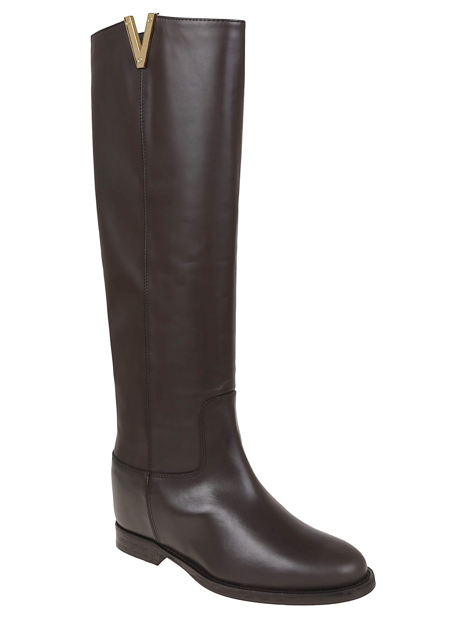 Via Roma 15 V-neck Accessory Boot With Split In Brown