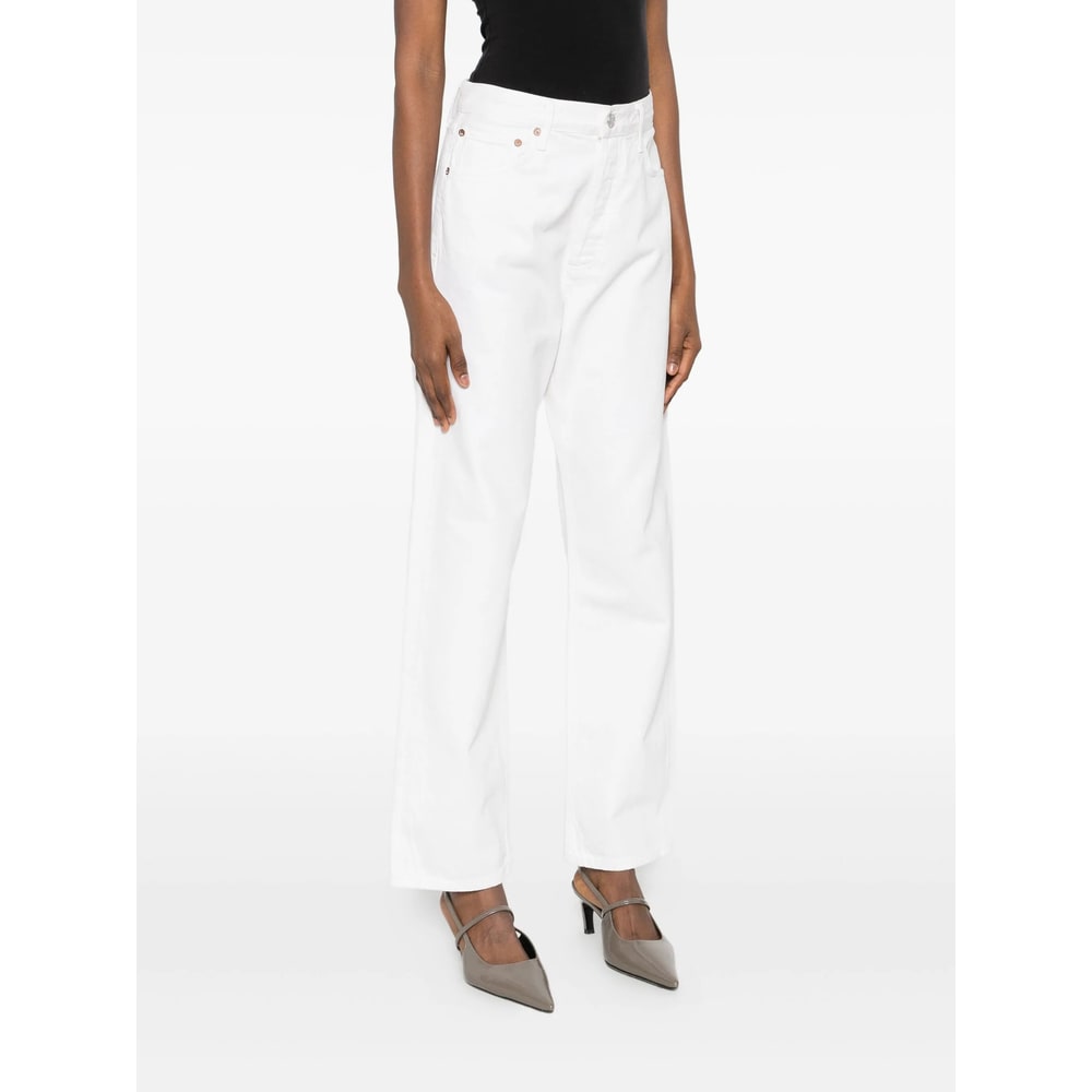 Agolde Five-pocket Denim Trousers In White