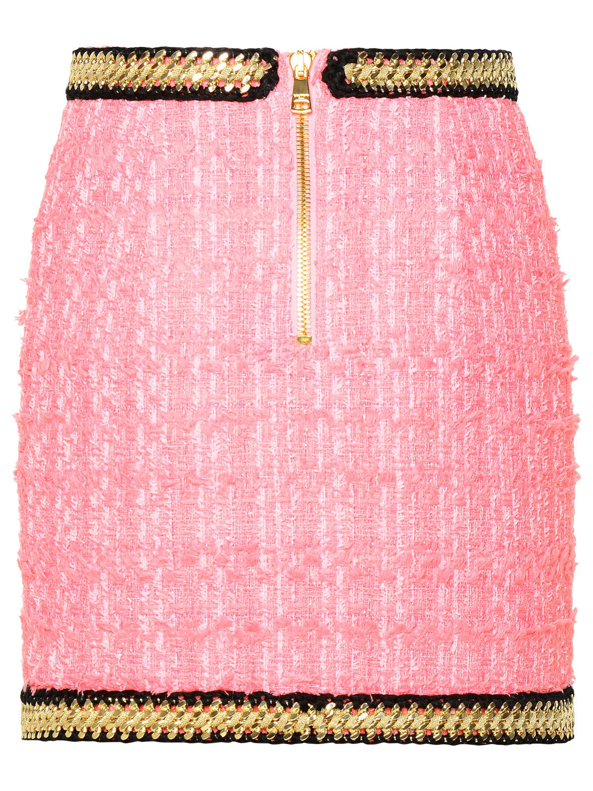 Shop Balmain Pink Cotton Blend Miniskirt