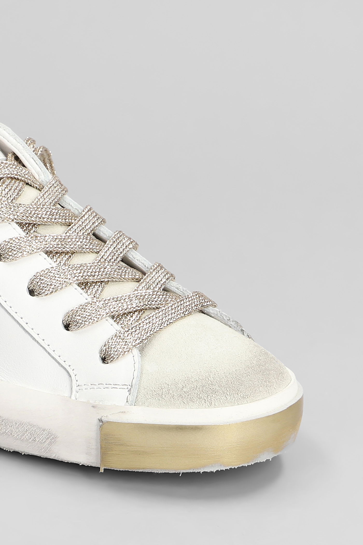 Philippe Model Prsx Low Sneakers In White Suede And Leather