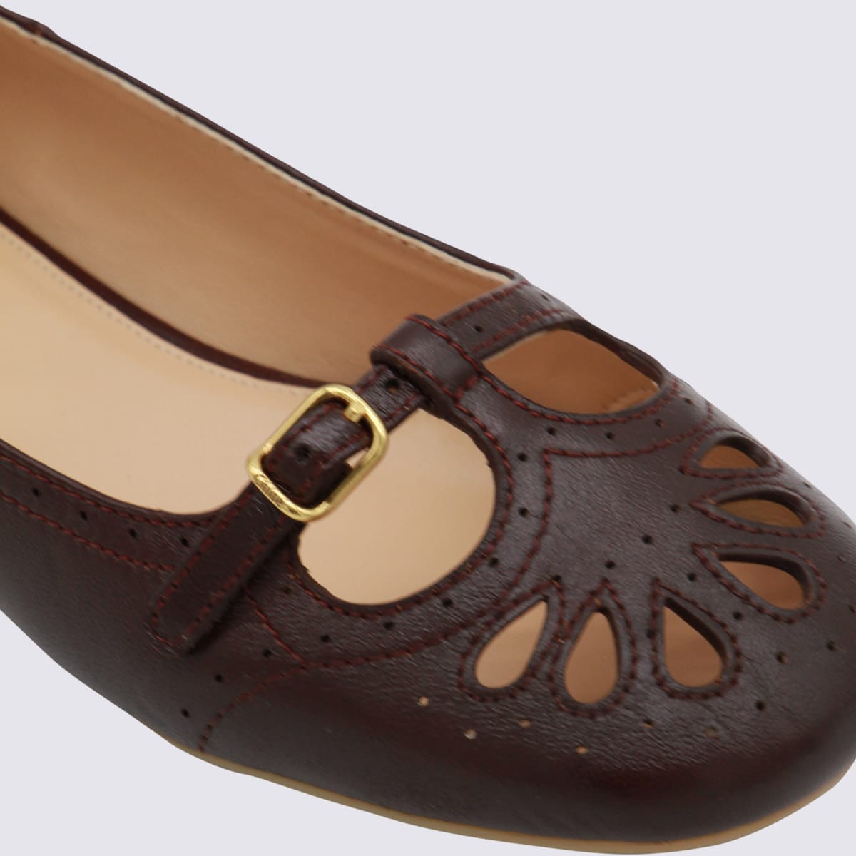 Chloé Chloe Misty Cut-out Leather Ballet Flats In Brown