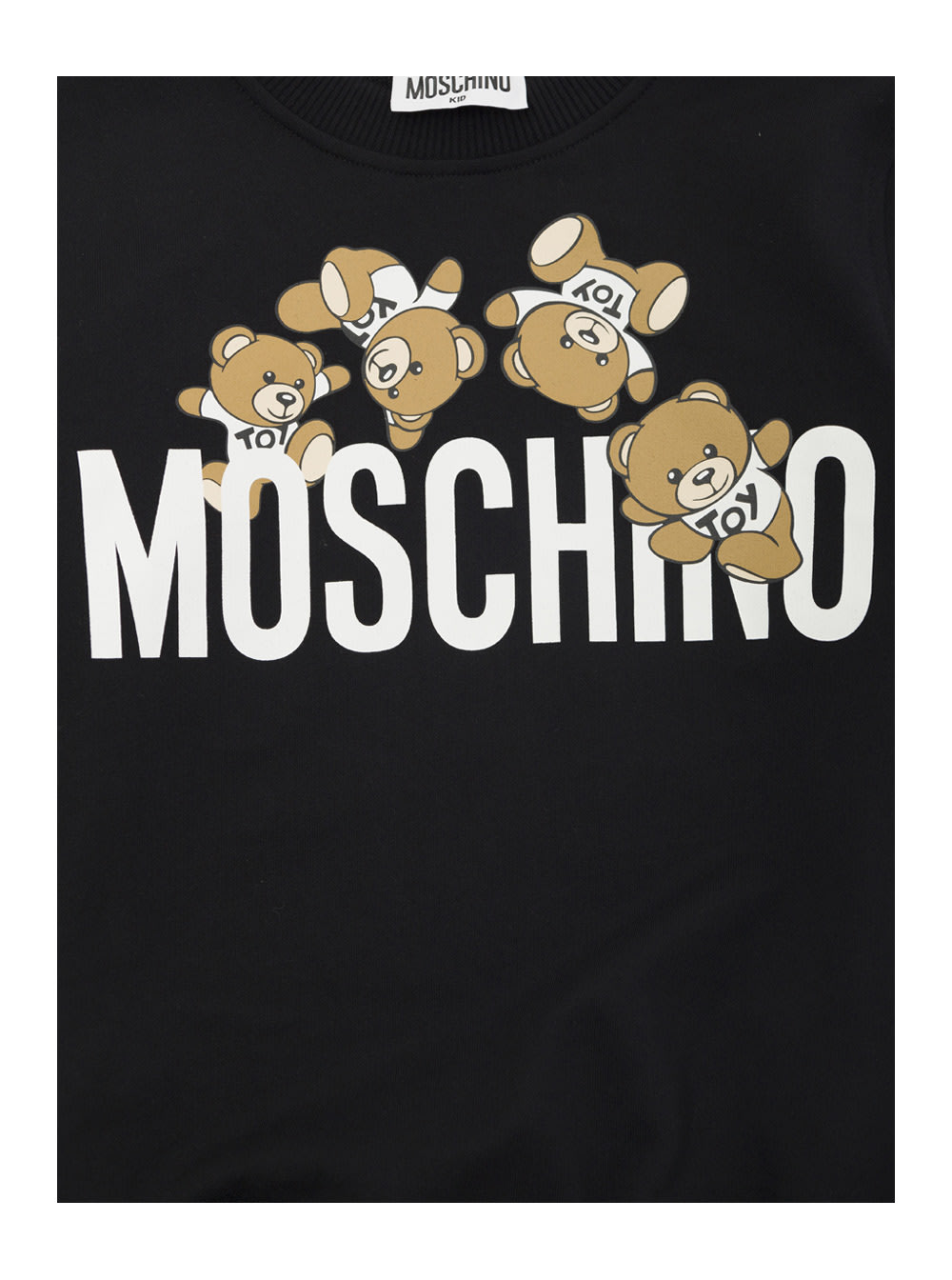 Shop Moschino Black Crewneck Sweatshirt With Logo Print In Cotton Boy
