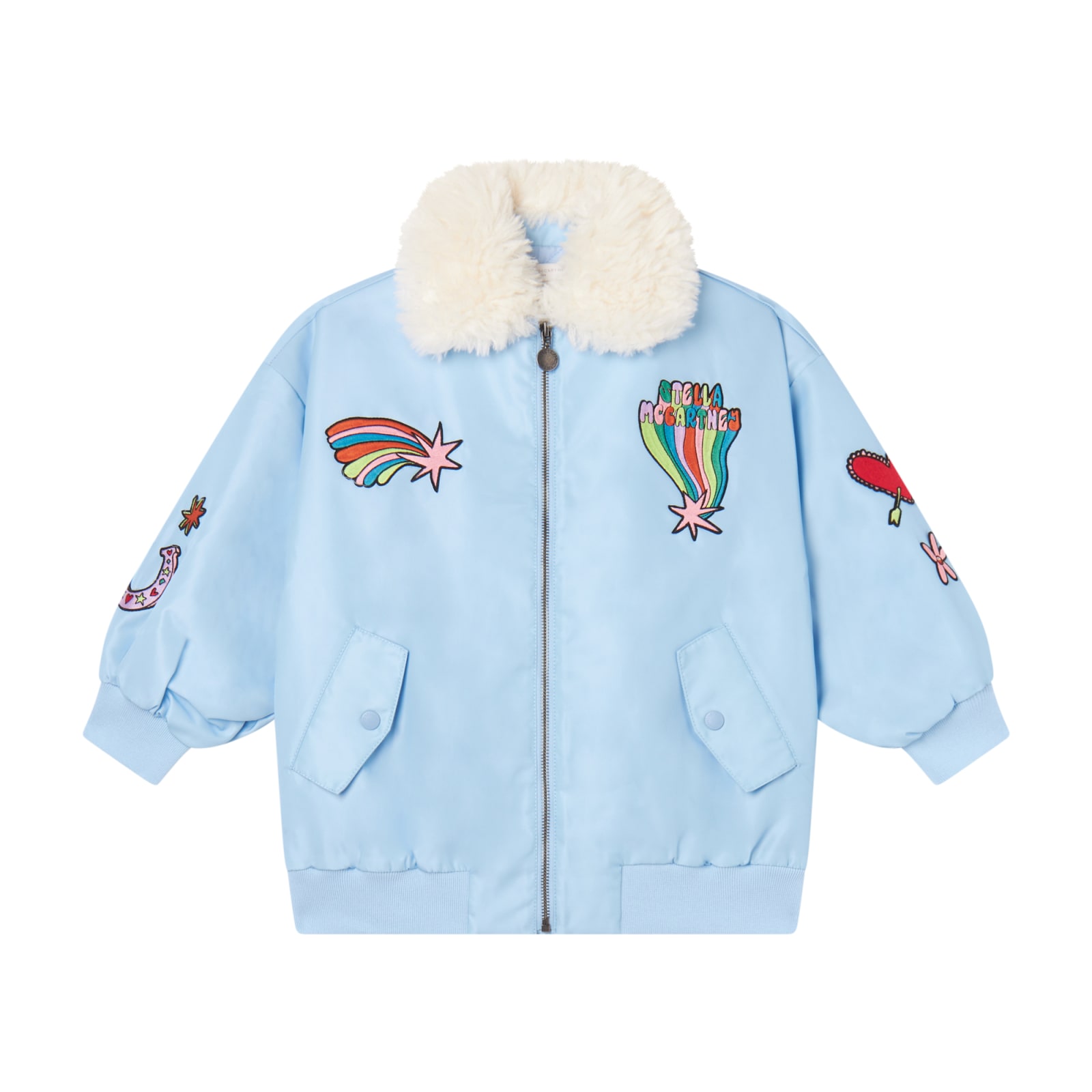 Shop Stella Mccartney Bomber Con Applicazione In Light Blue