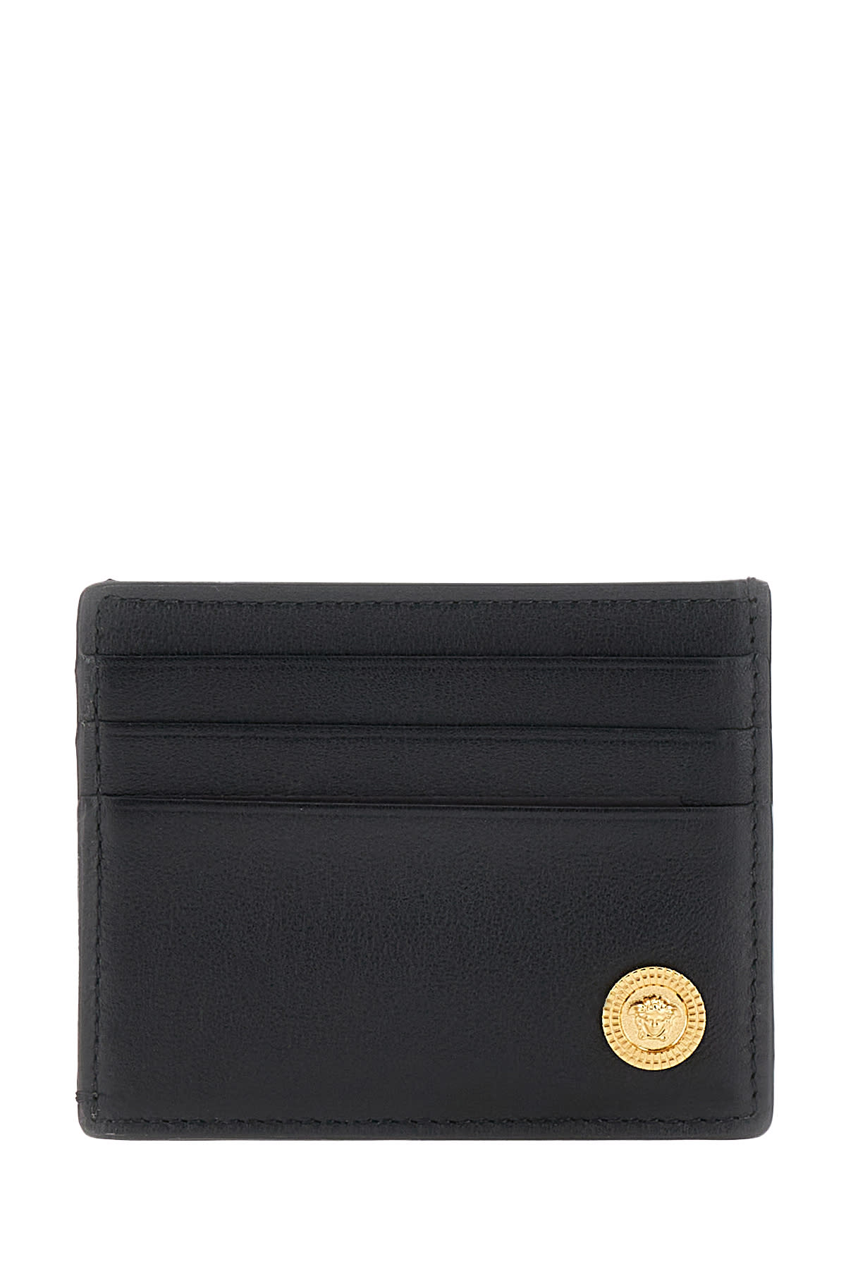 Black Leather Medusa Biggie Card Holder