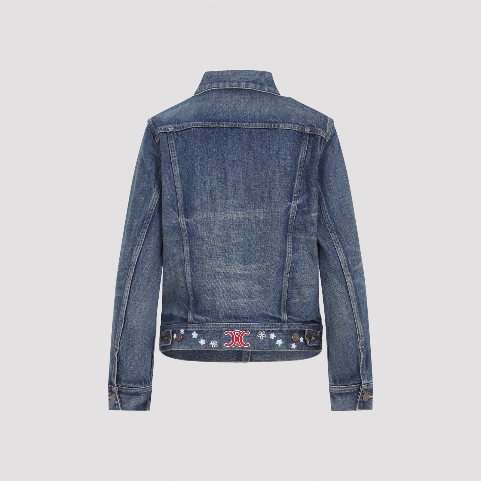Celine Vintage Inspired Denim Jacket Pockets In Blue