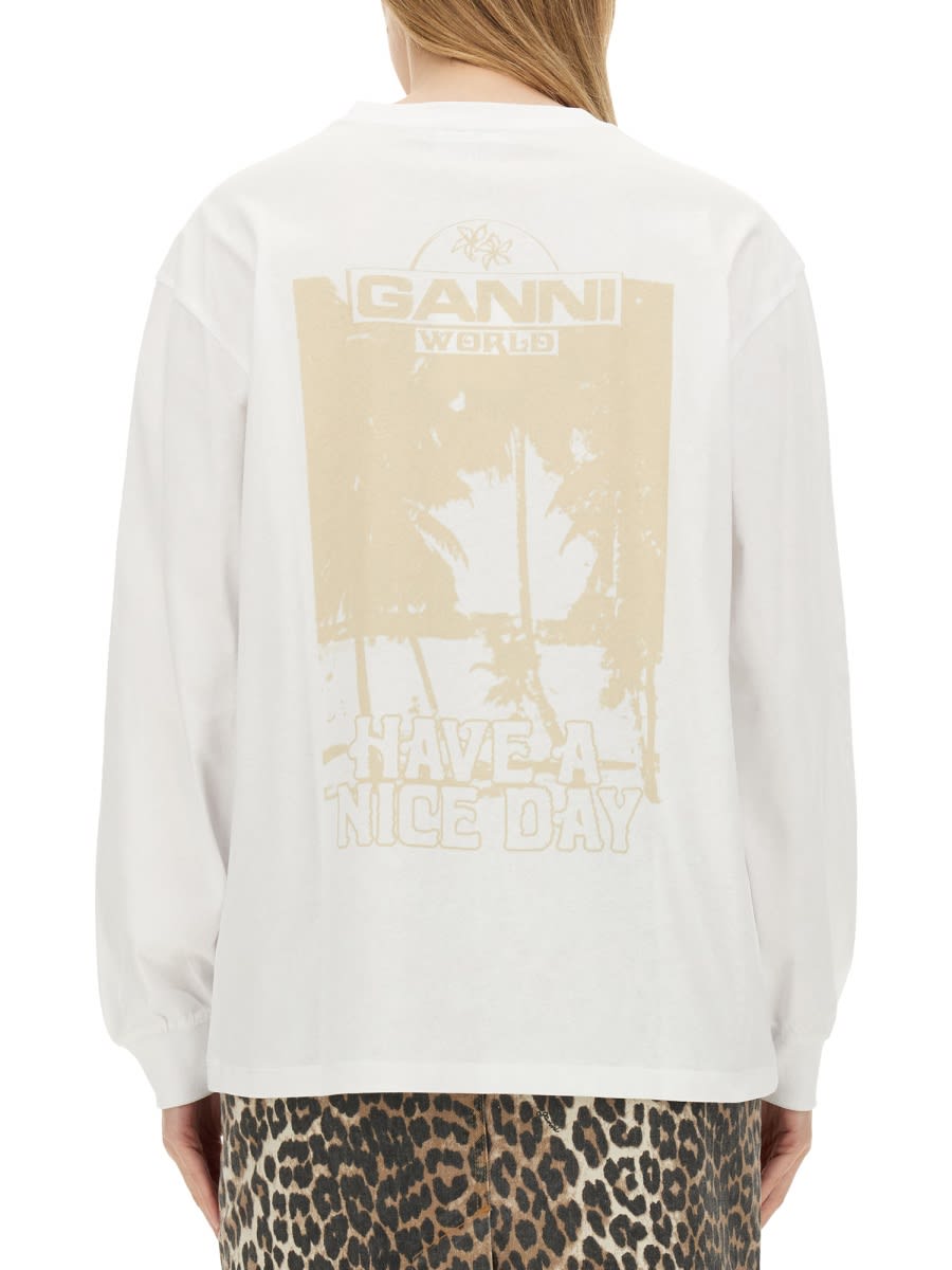 Shop Ganni T-shirt With Logo In White