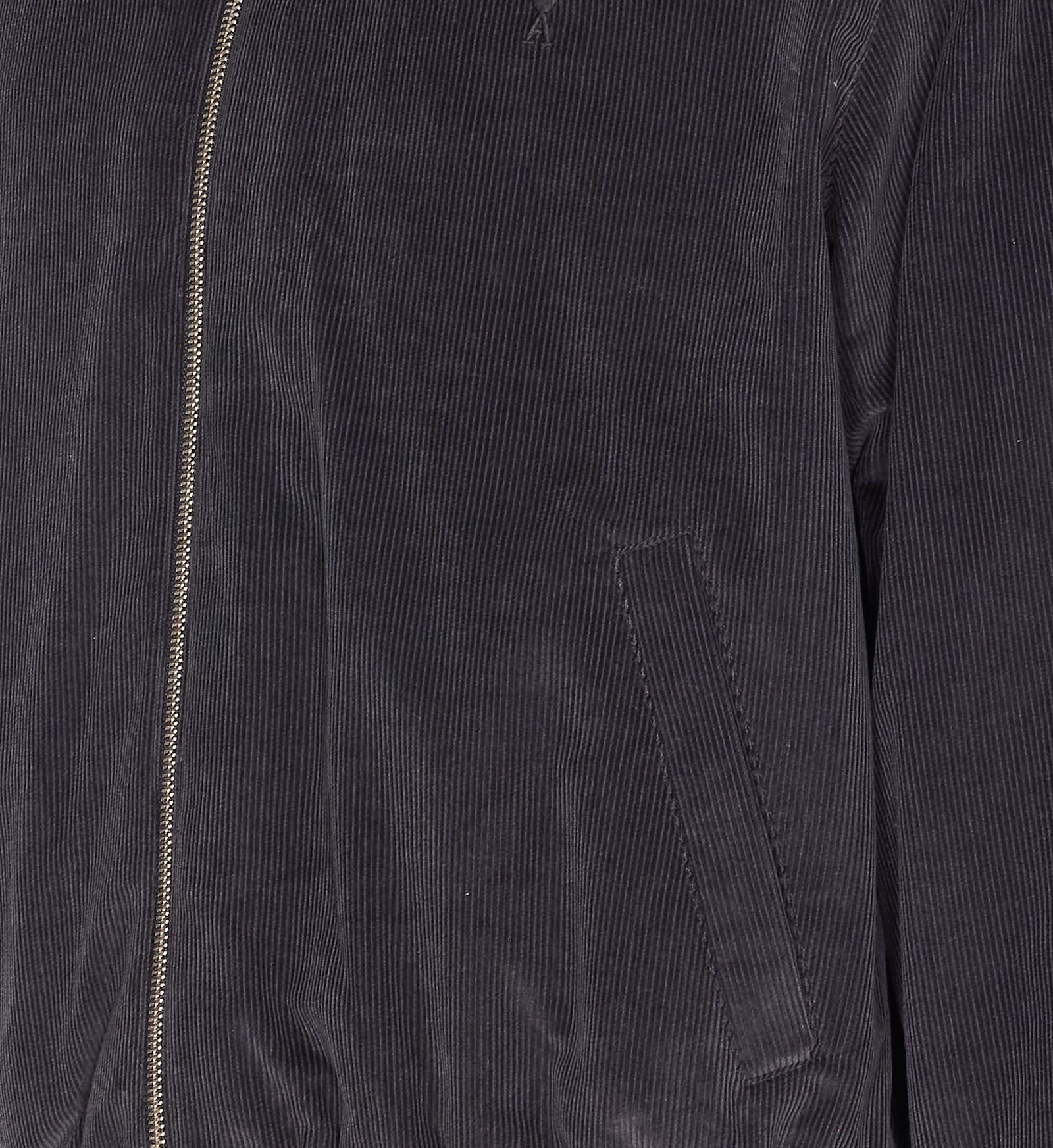 Ami Alexandre Mattiussi Corduroy Texture Jacket With Elasticated Cuffs And Hem In Gray