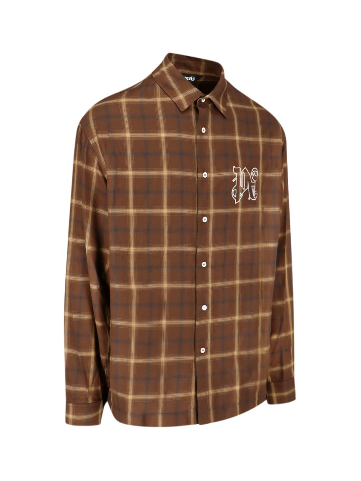 Shop Palm Angels Checked Shirt In Brown