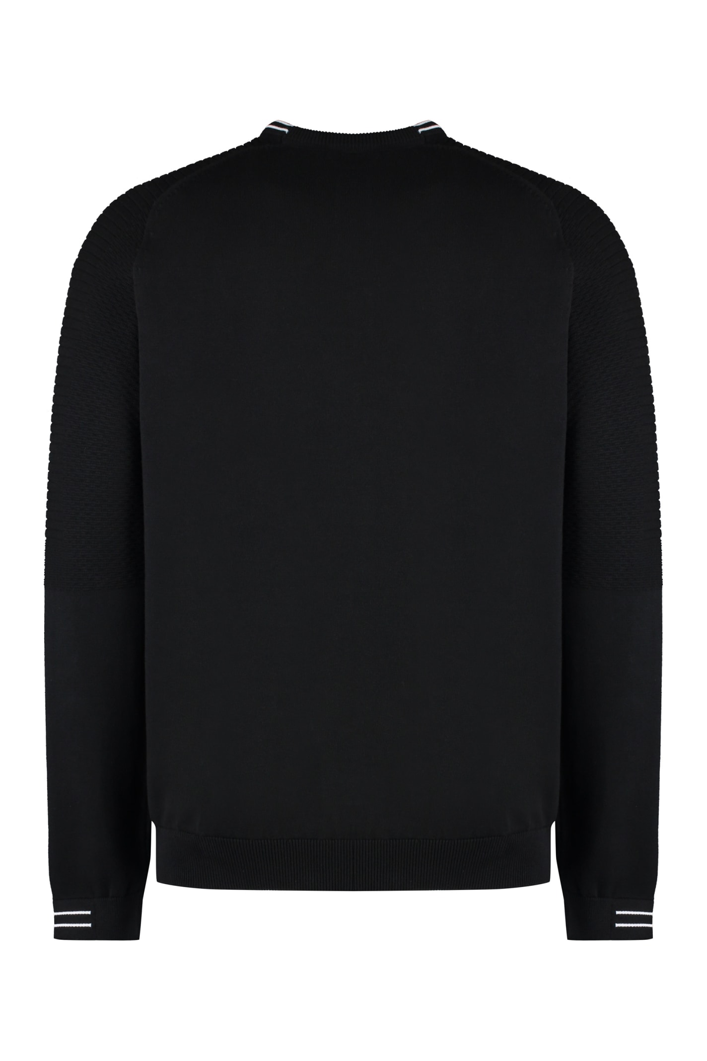 Shop Hugo Boss Cotton Crew-neck Sweater In Black