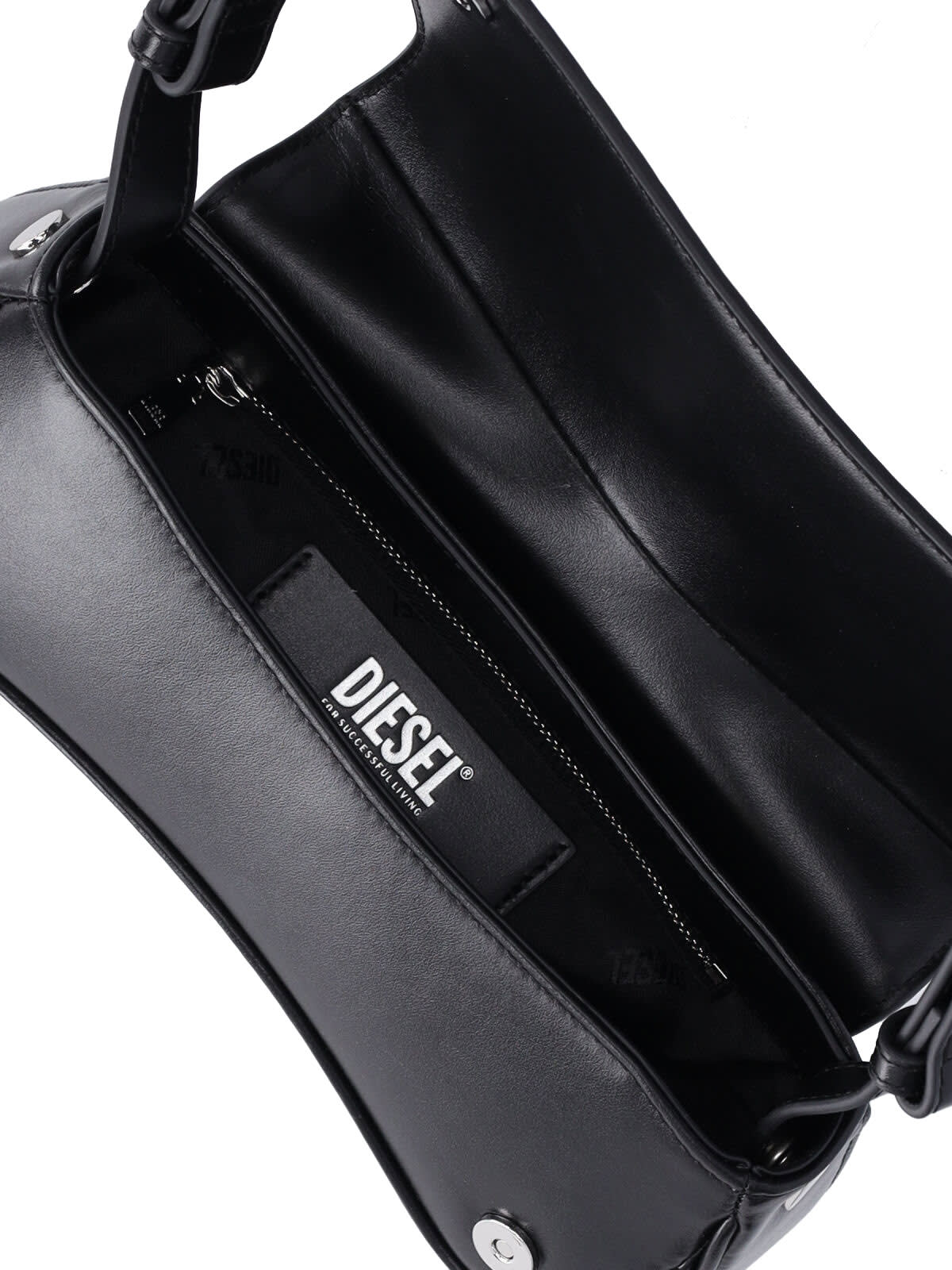 Diesel Curved Silhouette Clutch With Adjustable Strap In Black