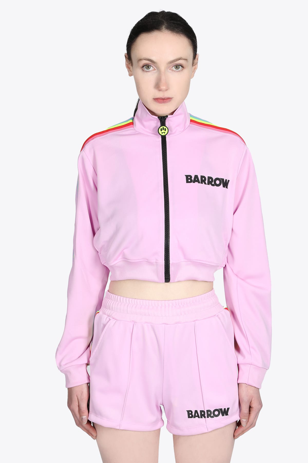 BARROW TRIACETATE JACKET CROPPED WOMAN PINK TRACKSUIT CROPPED JACKET