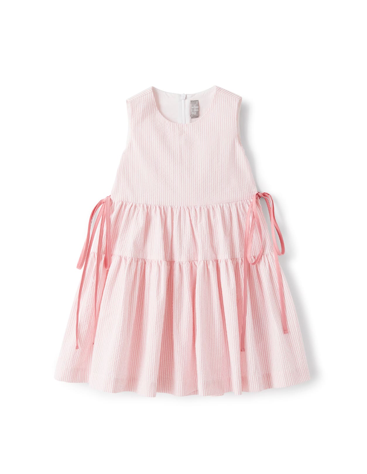 Il Gufo Kids' Pink Striped Seersucker Sleeveless Dress In Rosa