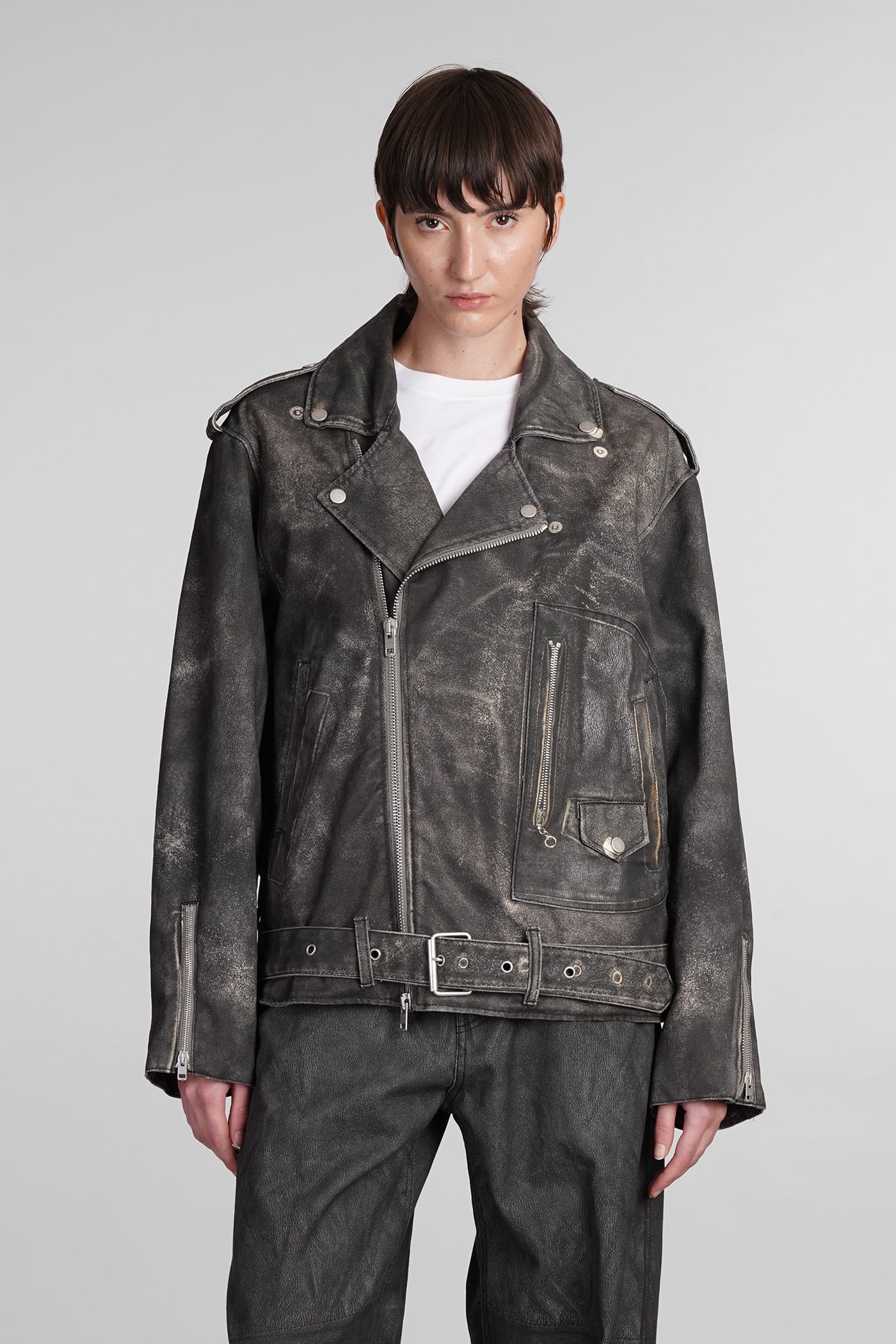 Shop Haikure Kay Biker Jacket In Grey Cotton