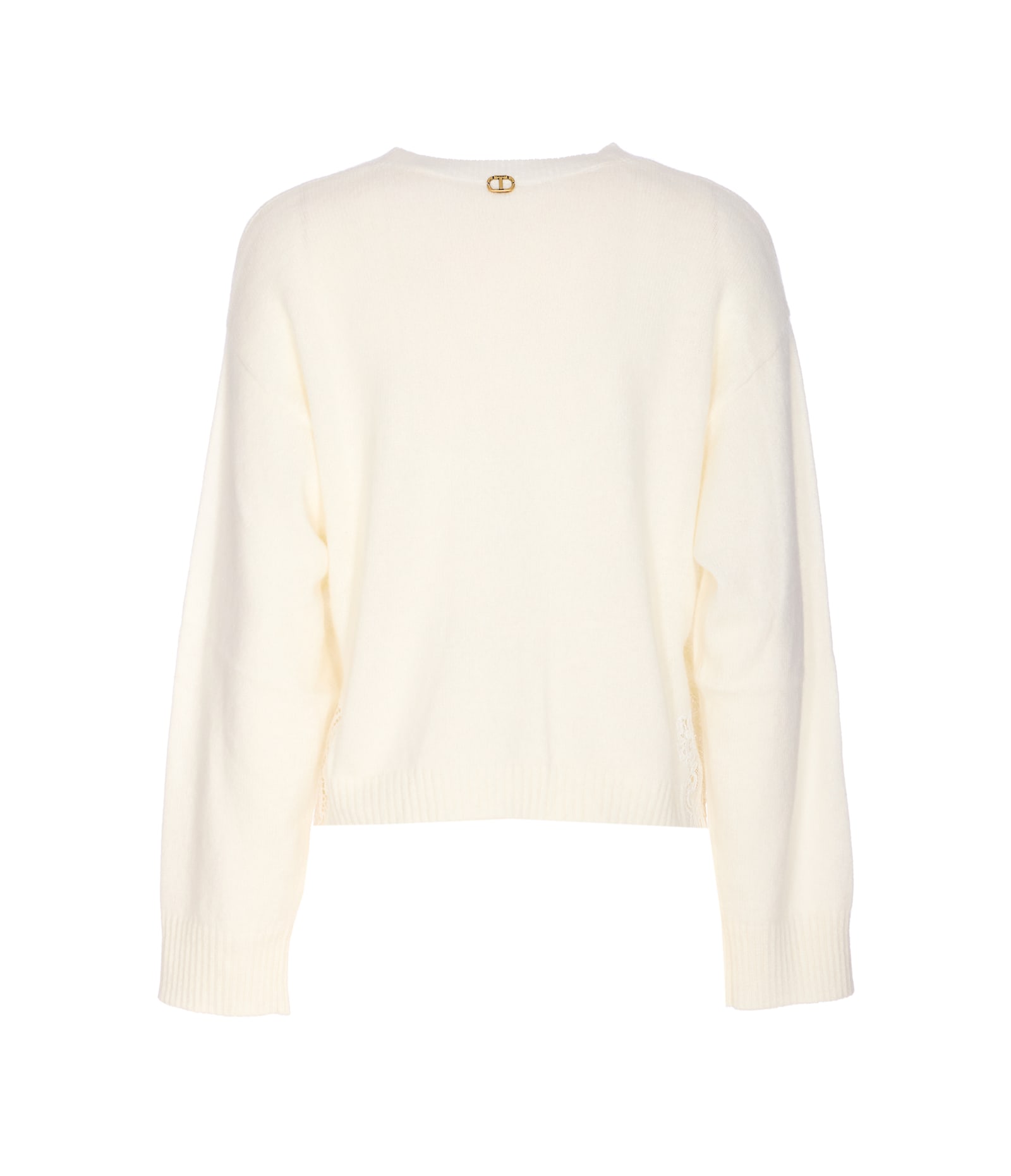 Twinset Lace Insert Sweater In Neutral