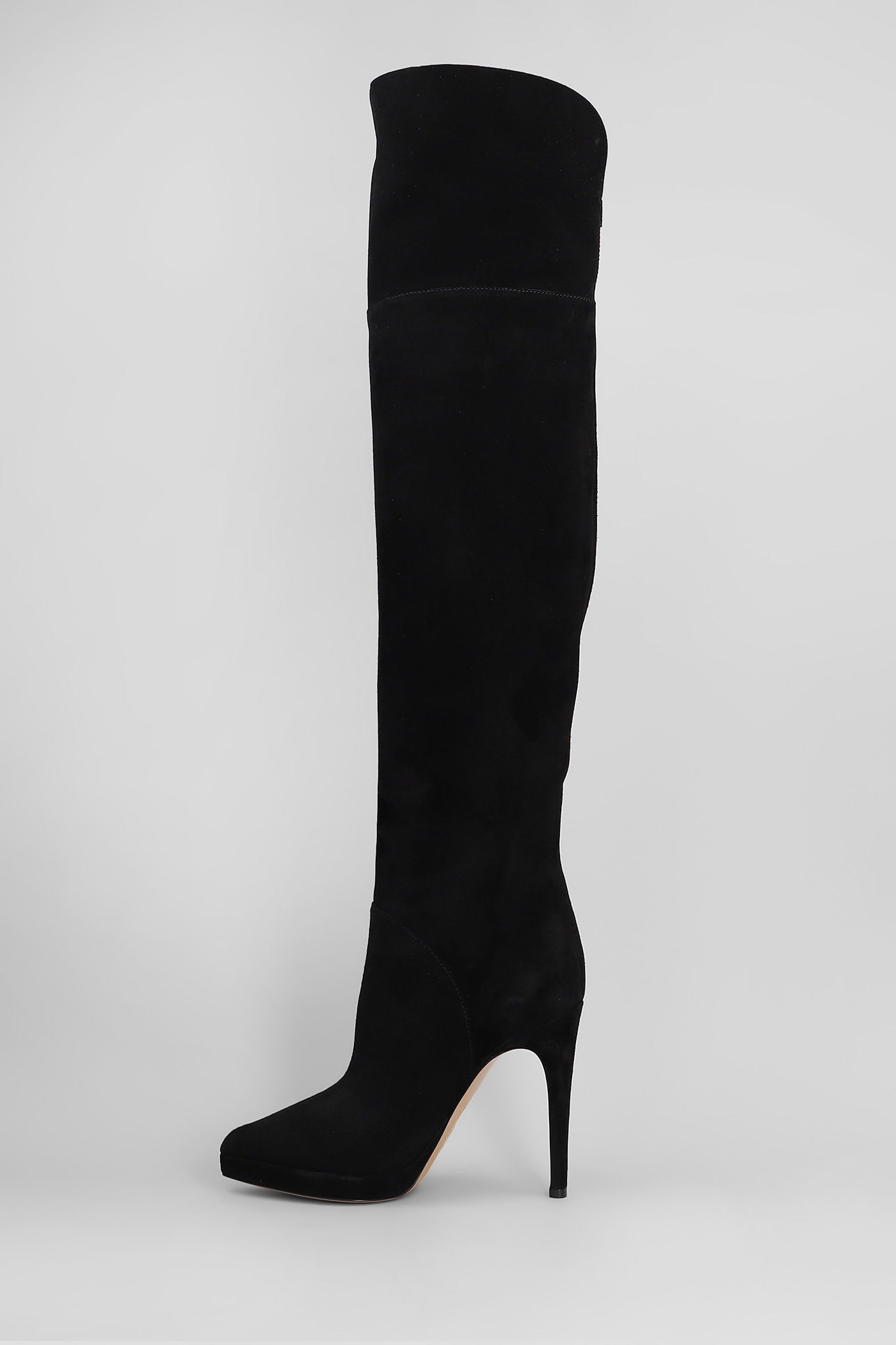 Casadei 100mm Suede Knee-high Stiletto Boots In Black